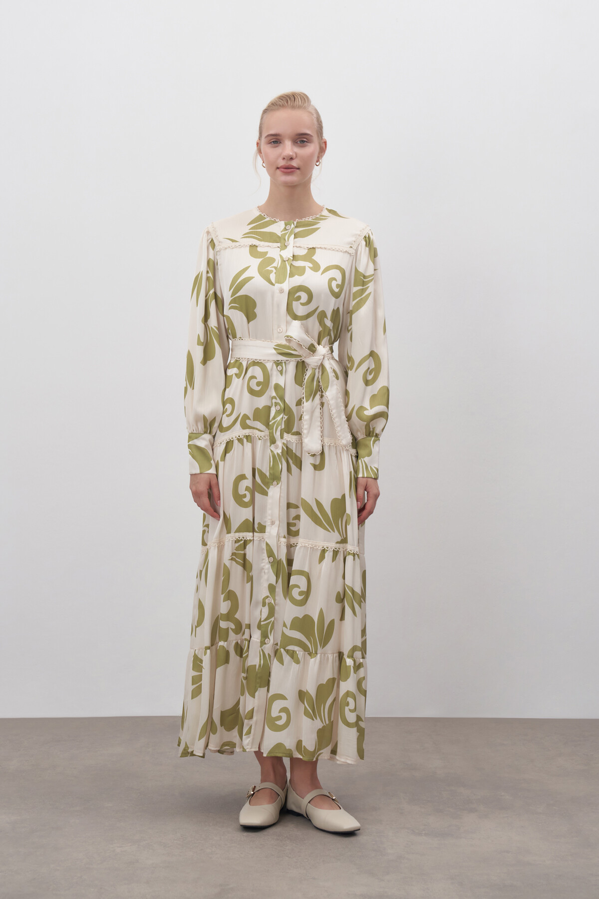 Buttoned Patterned Dress