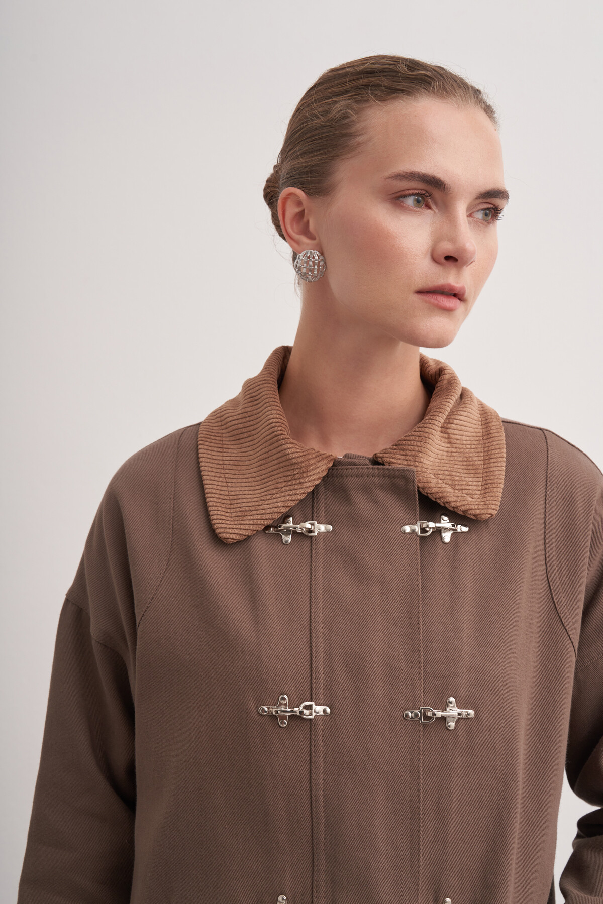 Velvet Detailed Gabardine Jacket