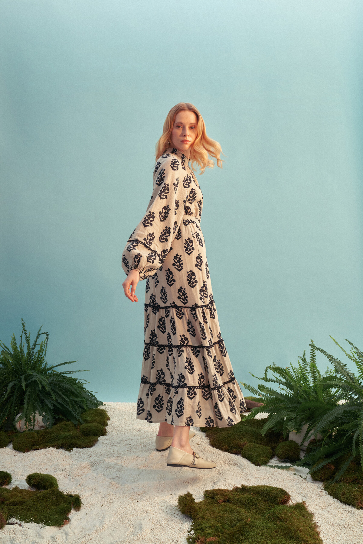 Patterned Muslin Dress