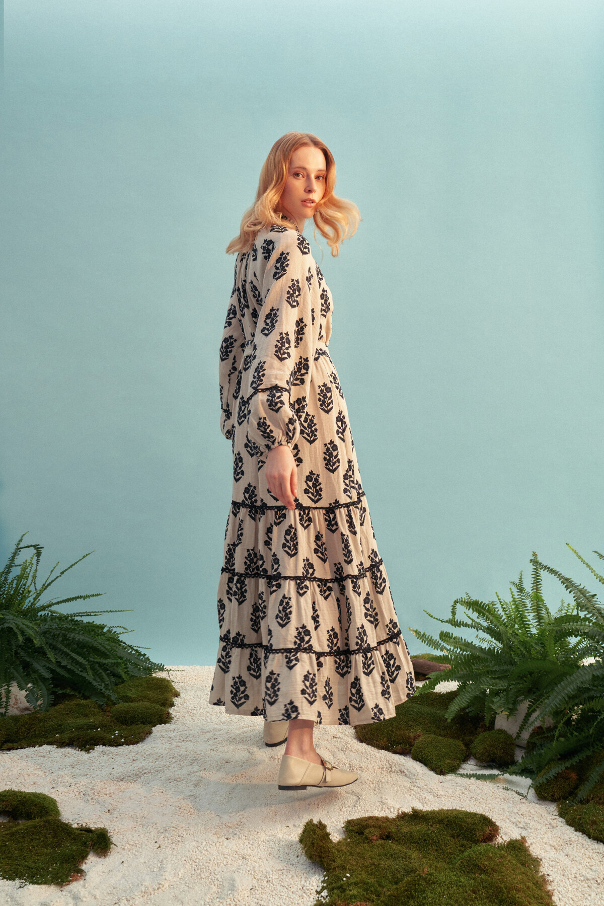 Patterned Muslin Dress