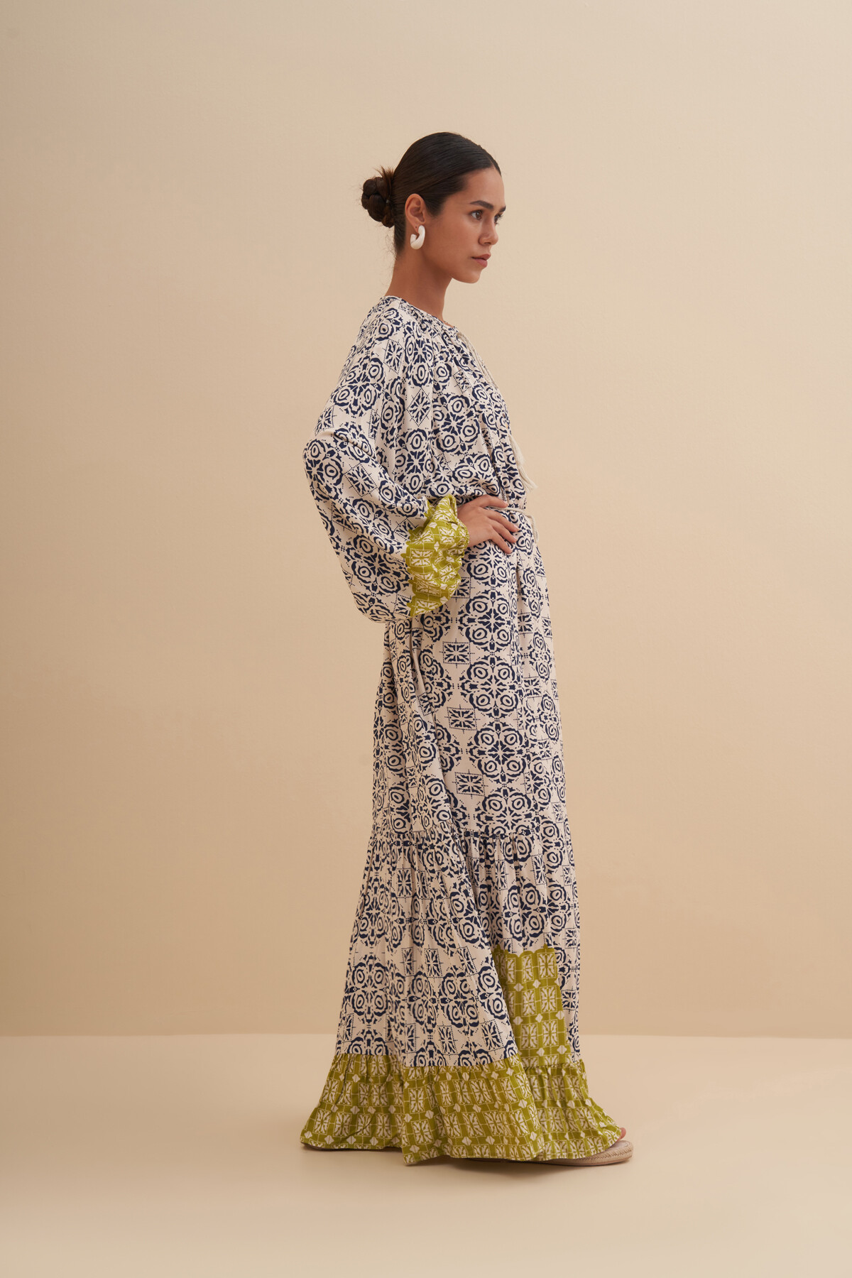 Desenli Viskon Elbise