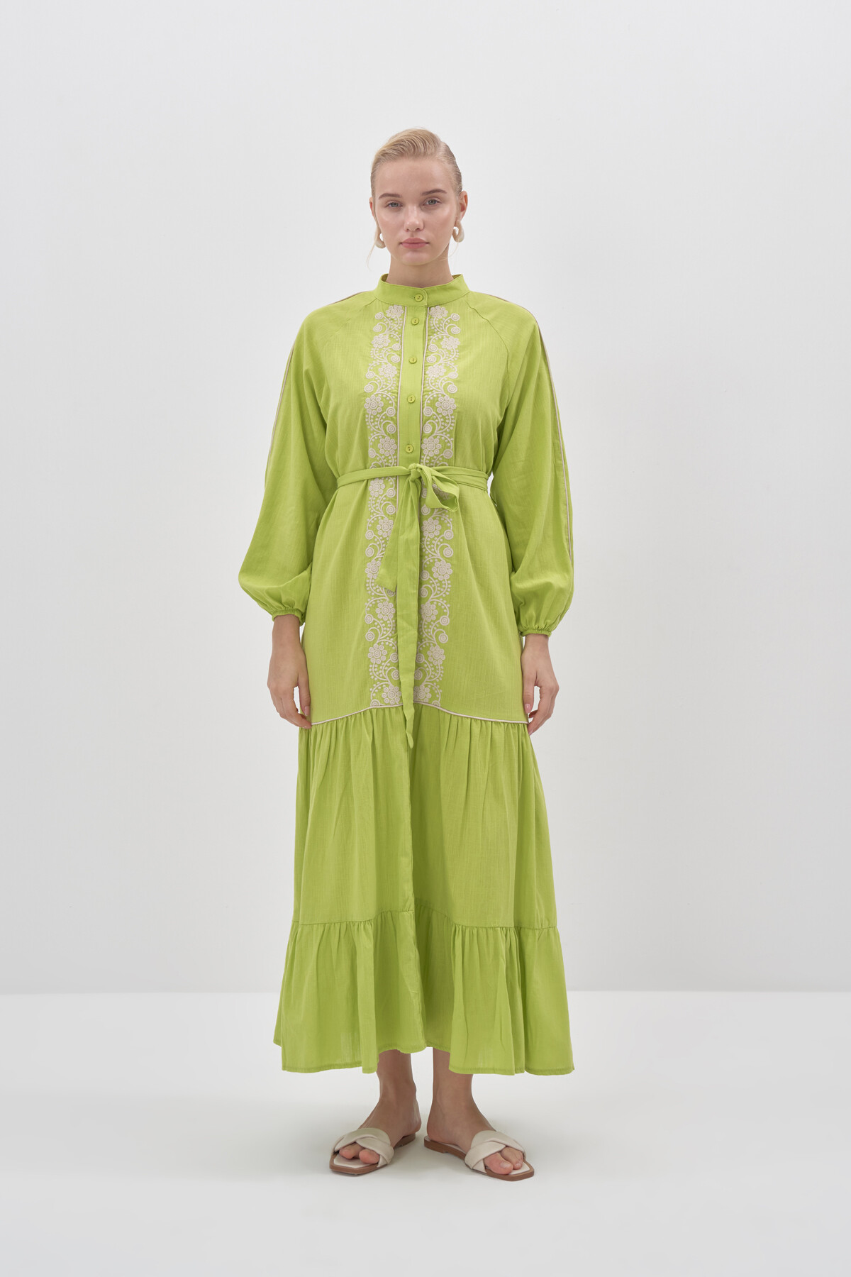Linen Dress with Embroidery Detail