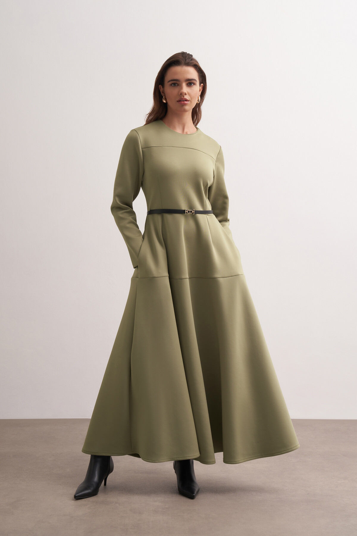 Belt Detailed Scuba Dress