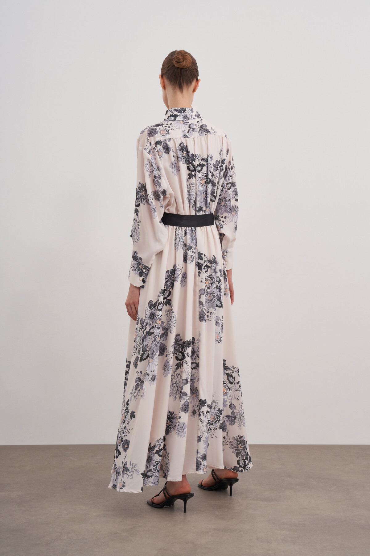 Floral Patterned Waist Gathered Dress