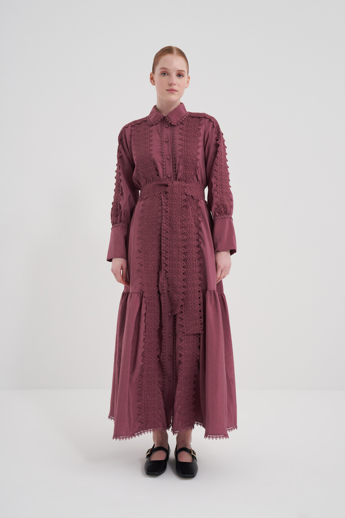 Buttoned Laced Dress