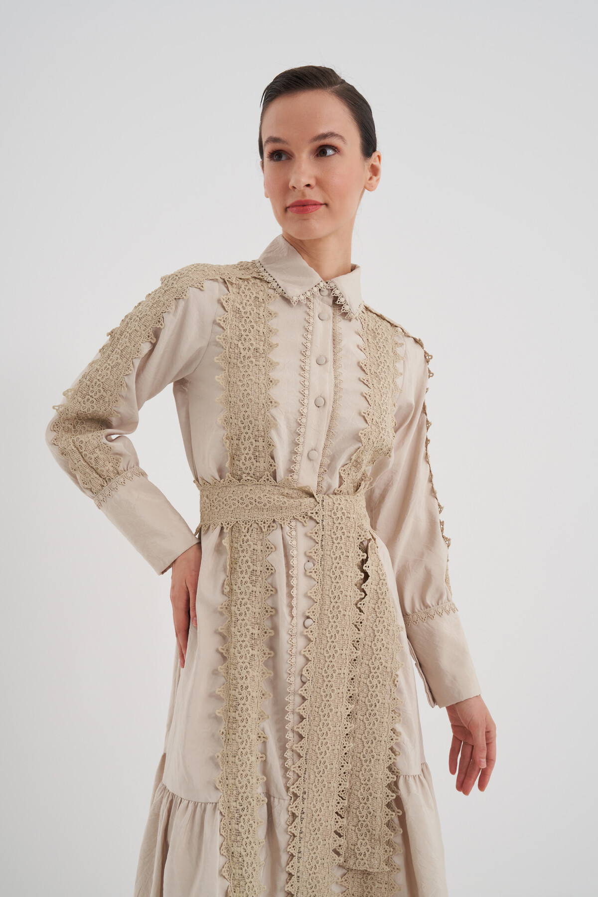 Buttoned Laced Dress