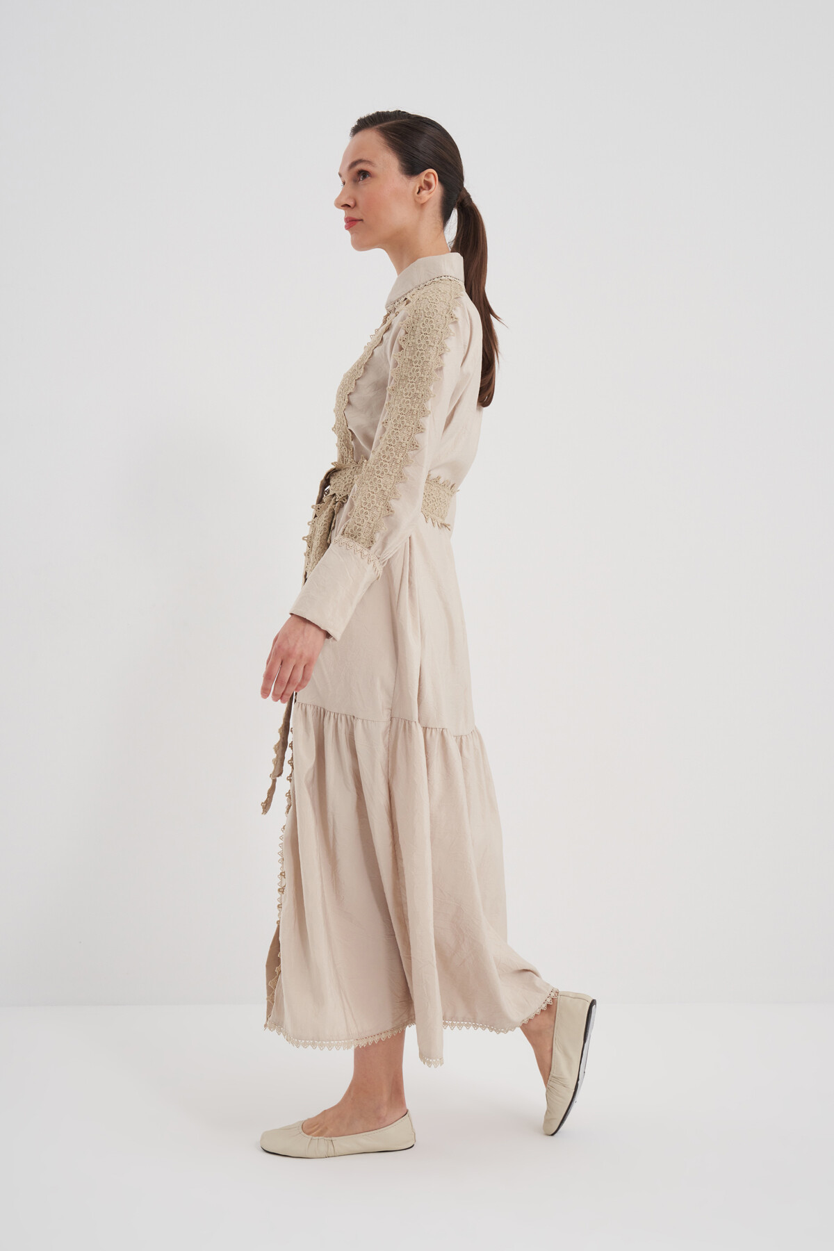 Buttoned Laced Dress