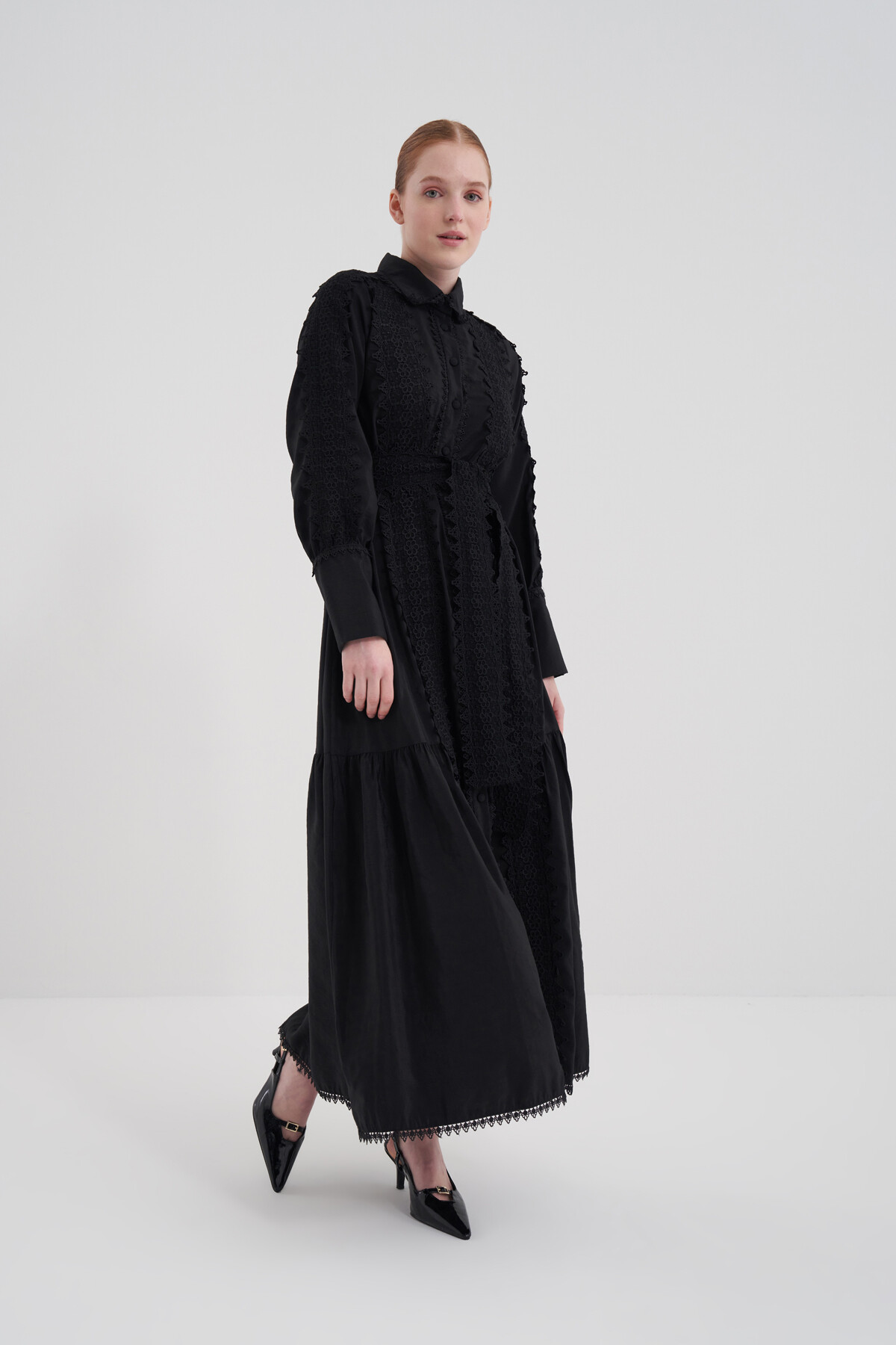 Buttoned Laced Dress