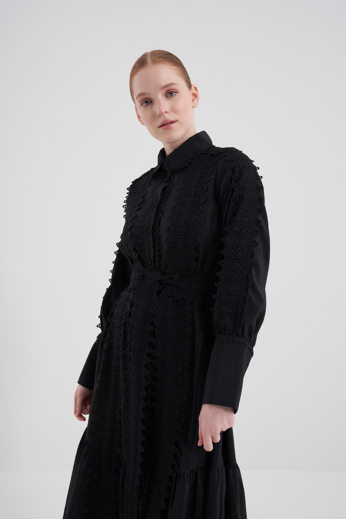 Buttoned Laced Dress