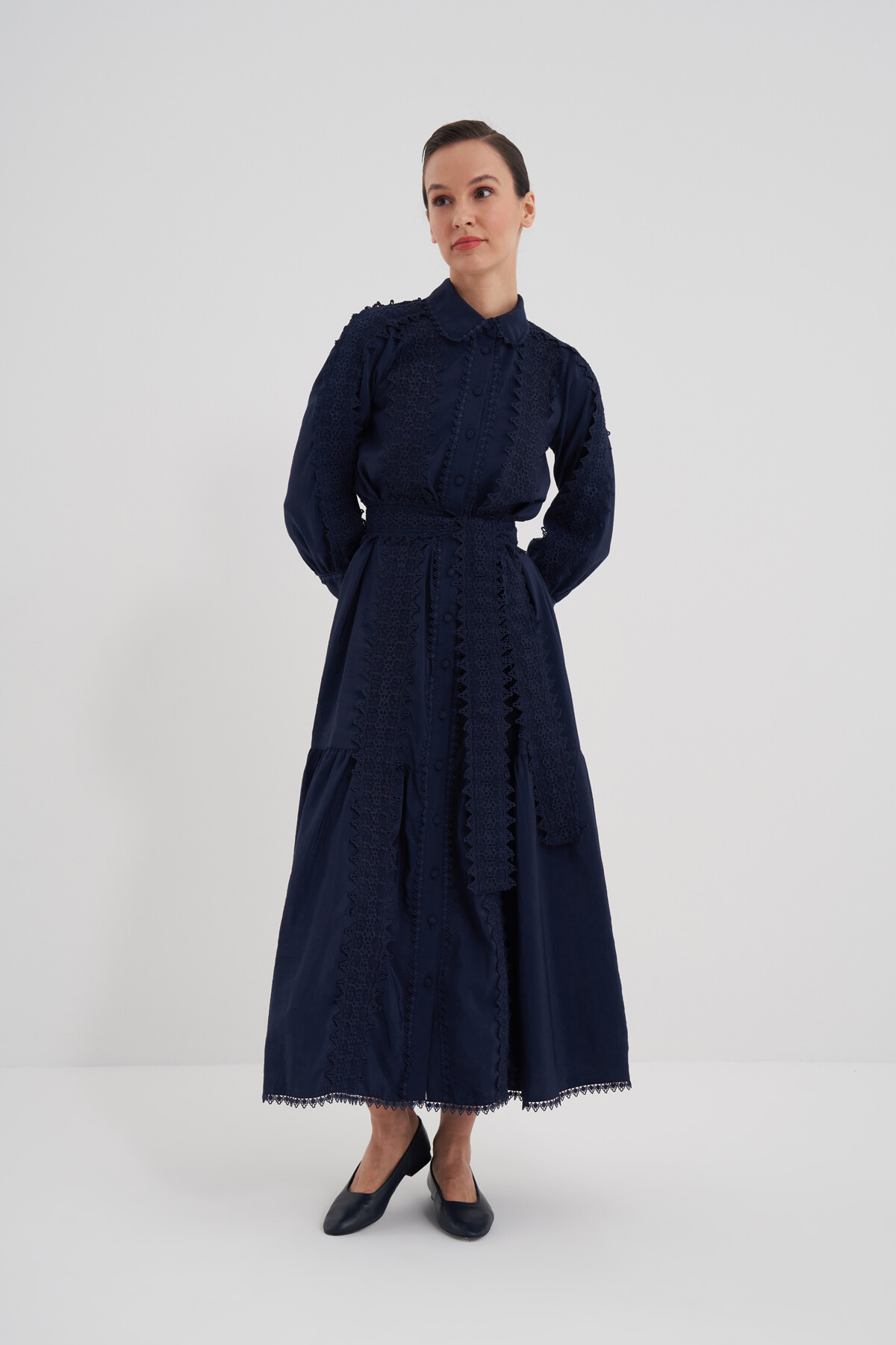 Buttoned Laced Dress