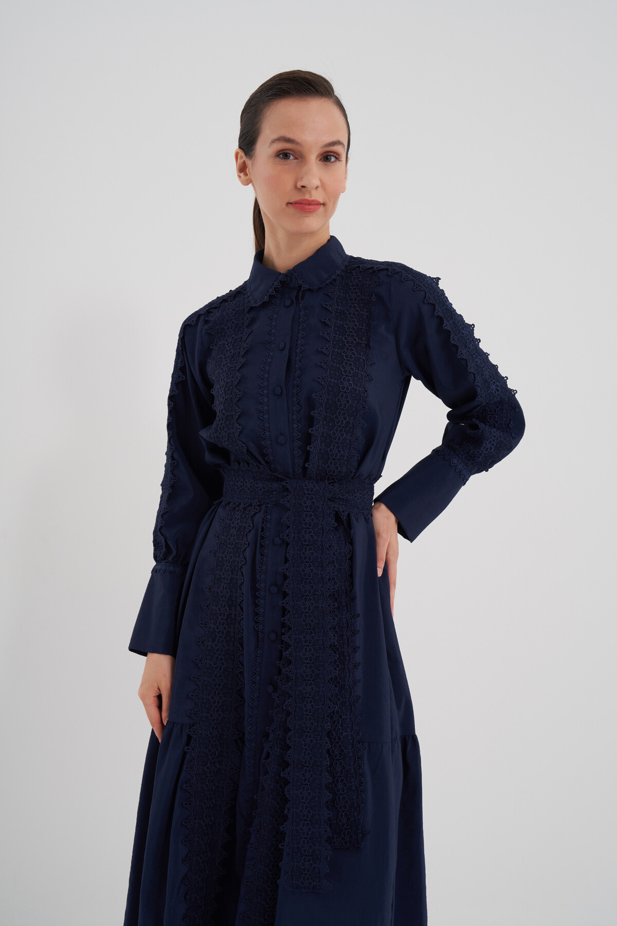 Buttoned Laced Dress