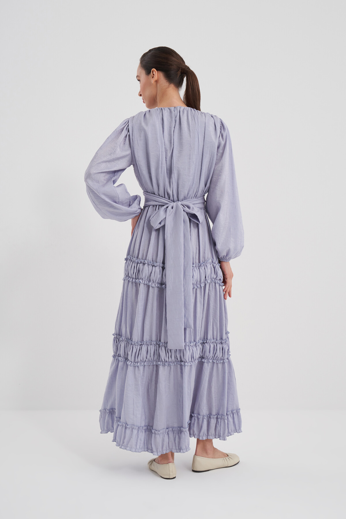 Ruffle Detailed Pleated Dress