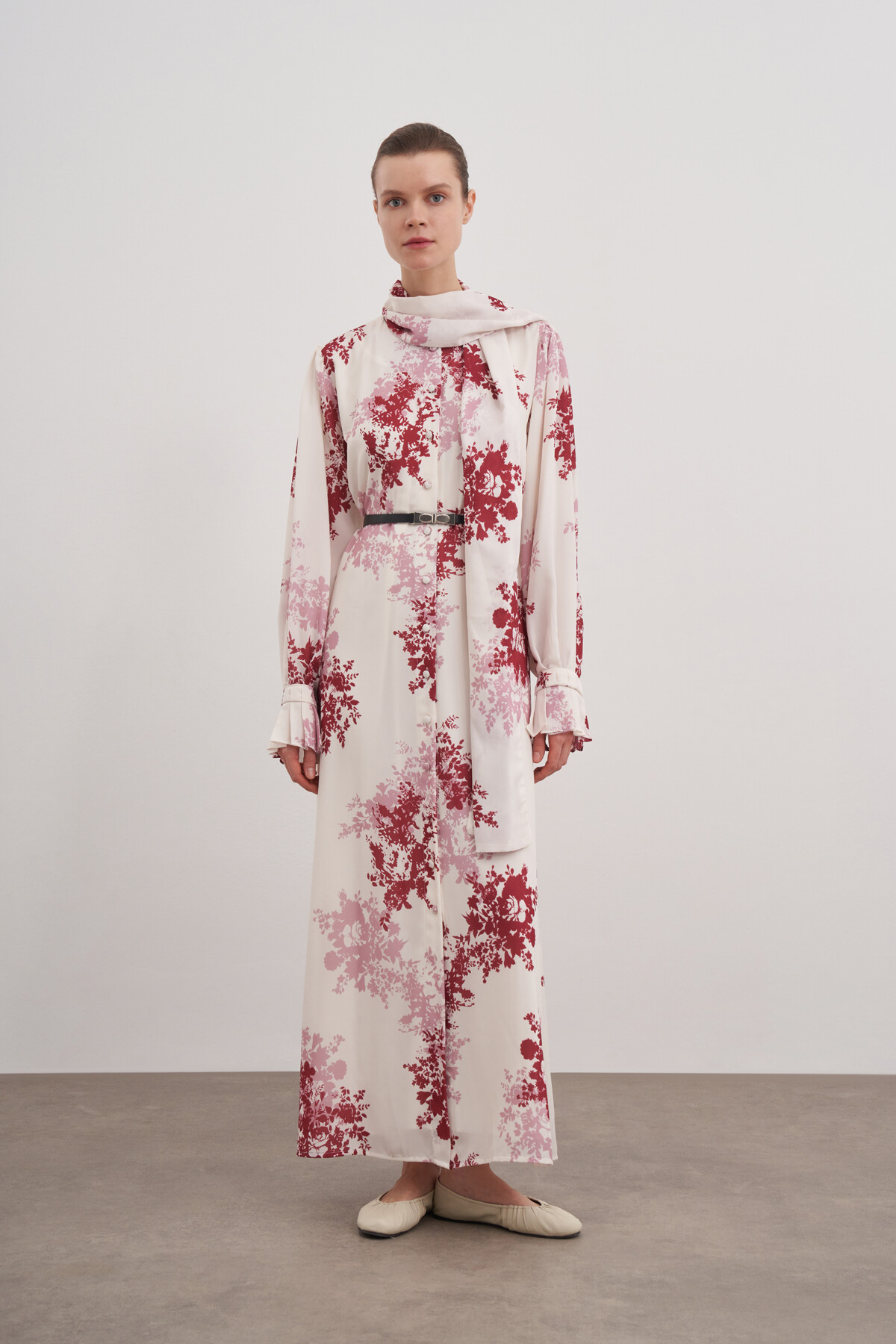 Shawl Collar Patterned Dress