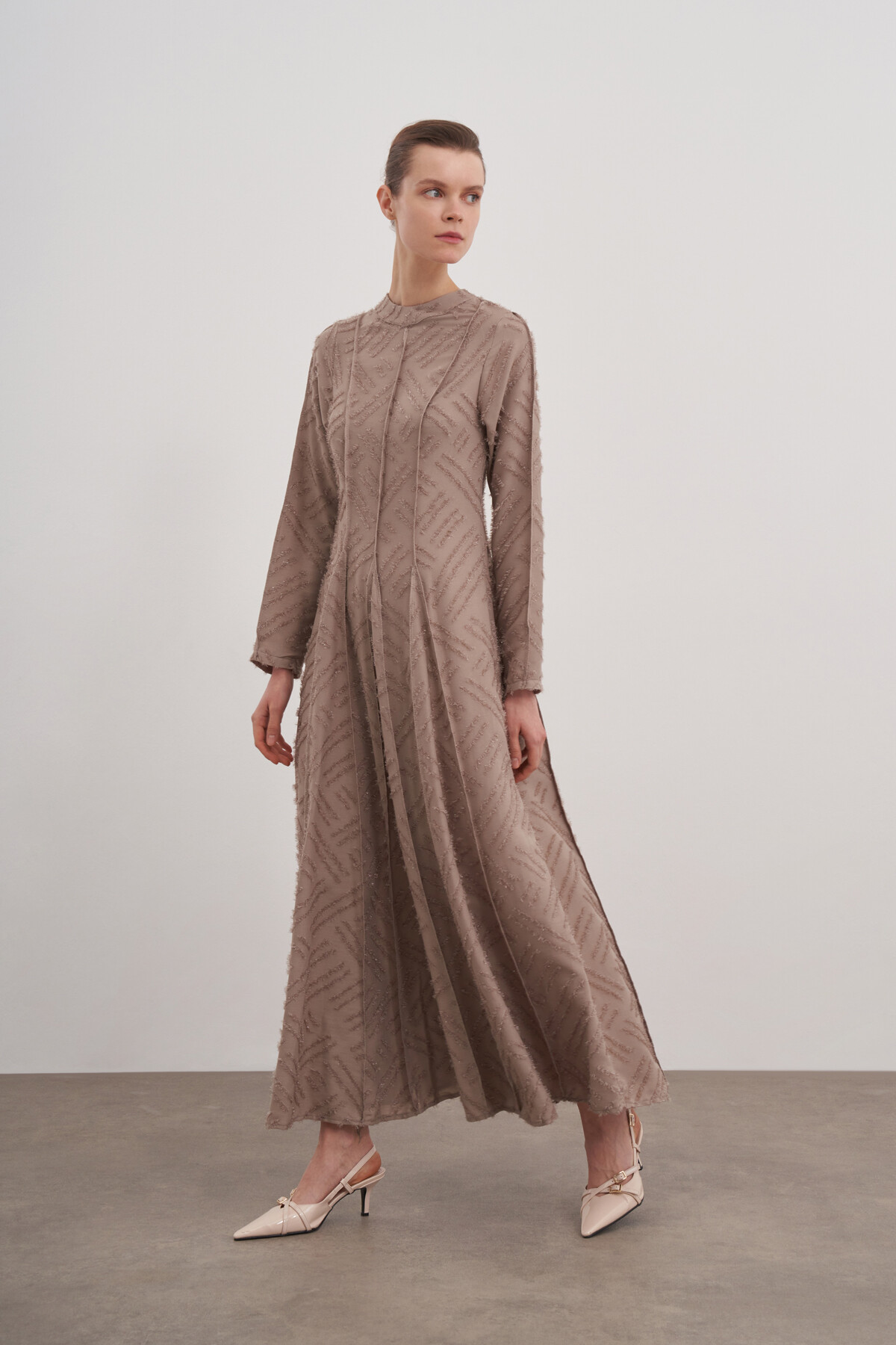 Waist-Seated Glittery Evening Dress