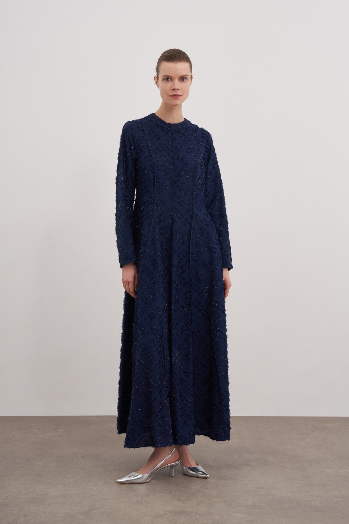 Waist-Seated Glittery Evening Dress