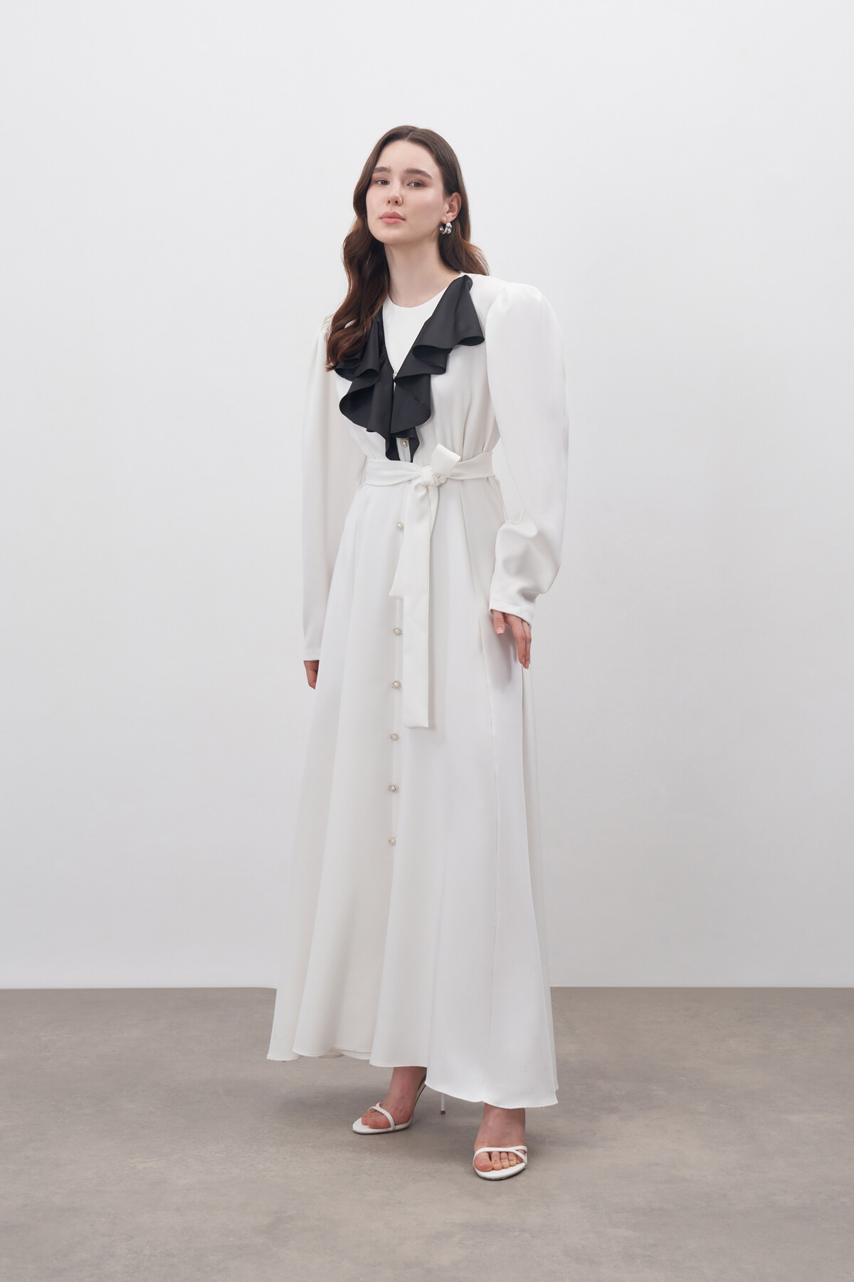 Ruffle Detailed Crepe Dress