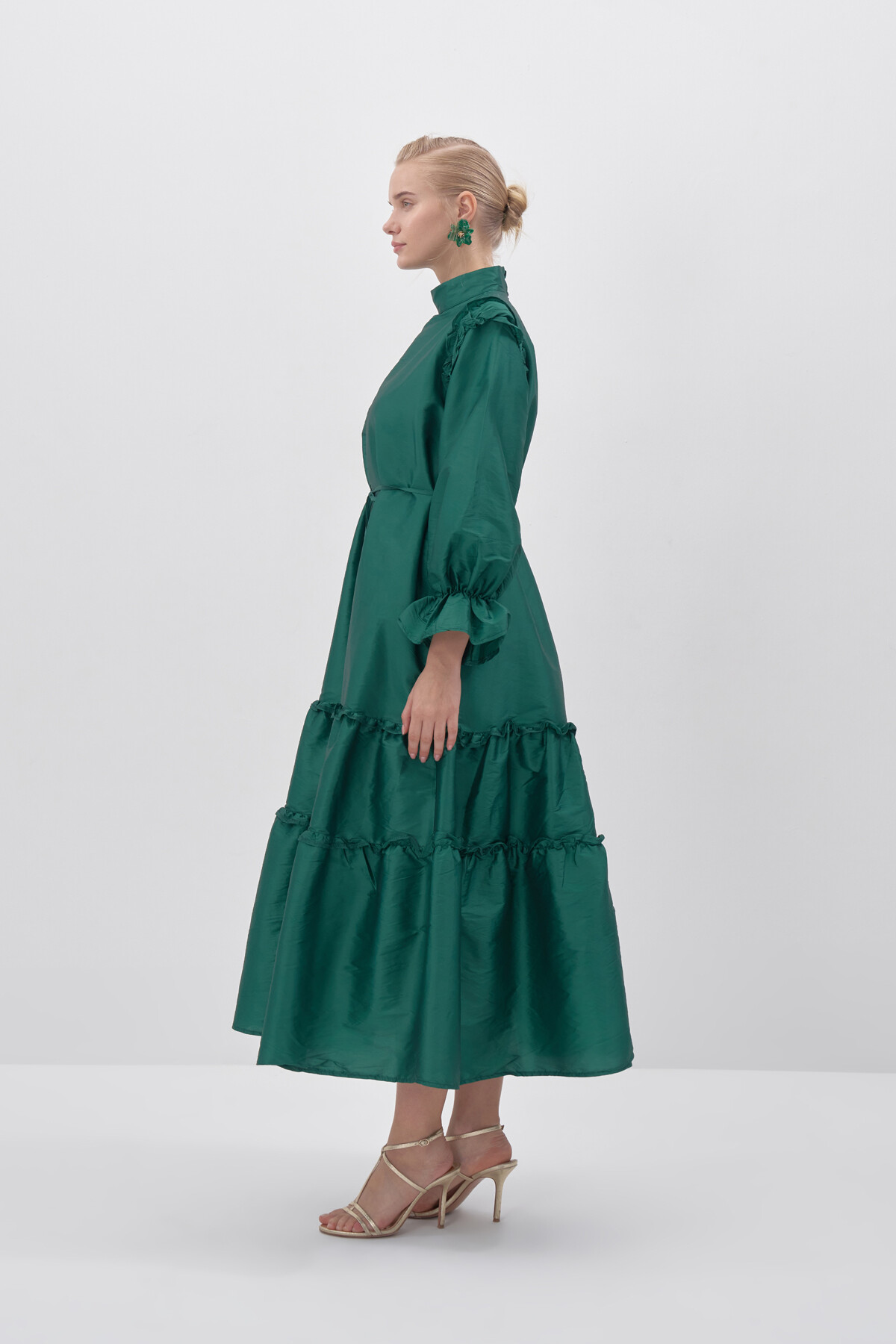Ruffle Detailed Taffeta Dress