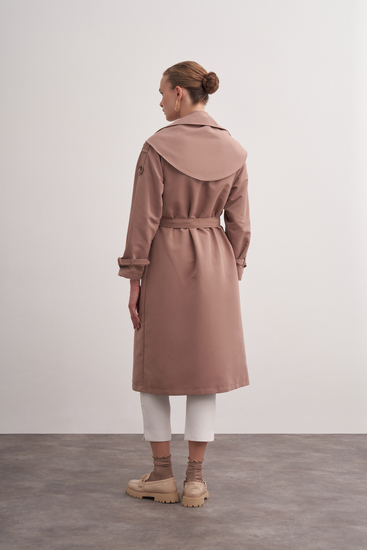 Double Breasted Trench Coat with Scarf