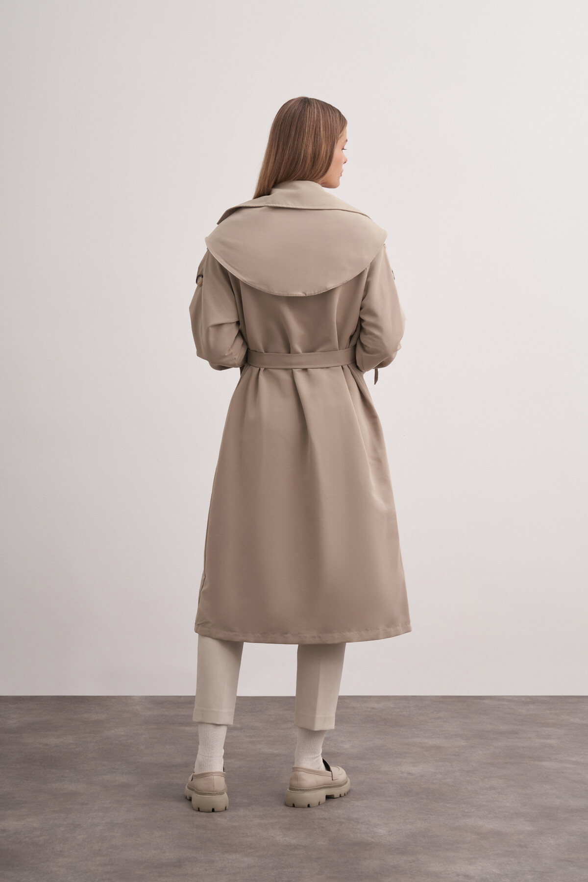 Double Breasted Trench Coat with Scarf