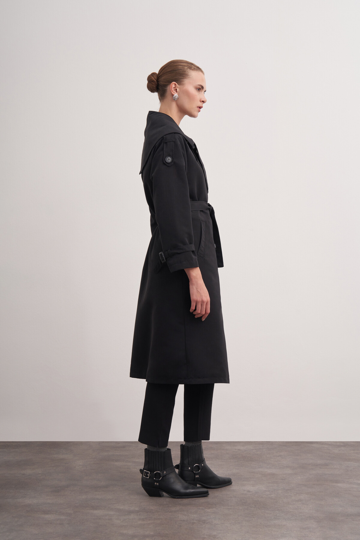 Double Breasted Trench Coat with Scarf