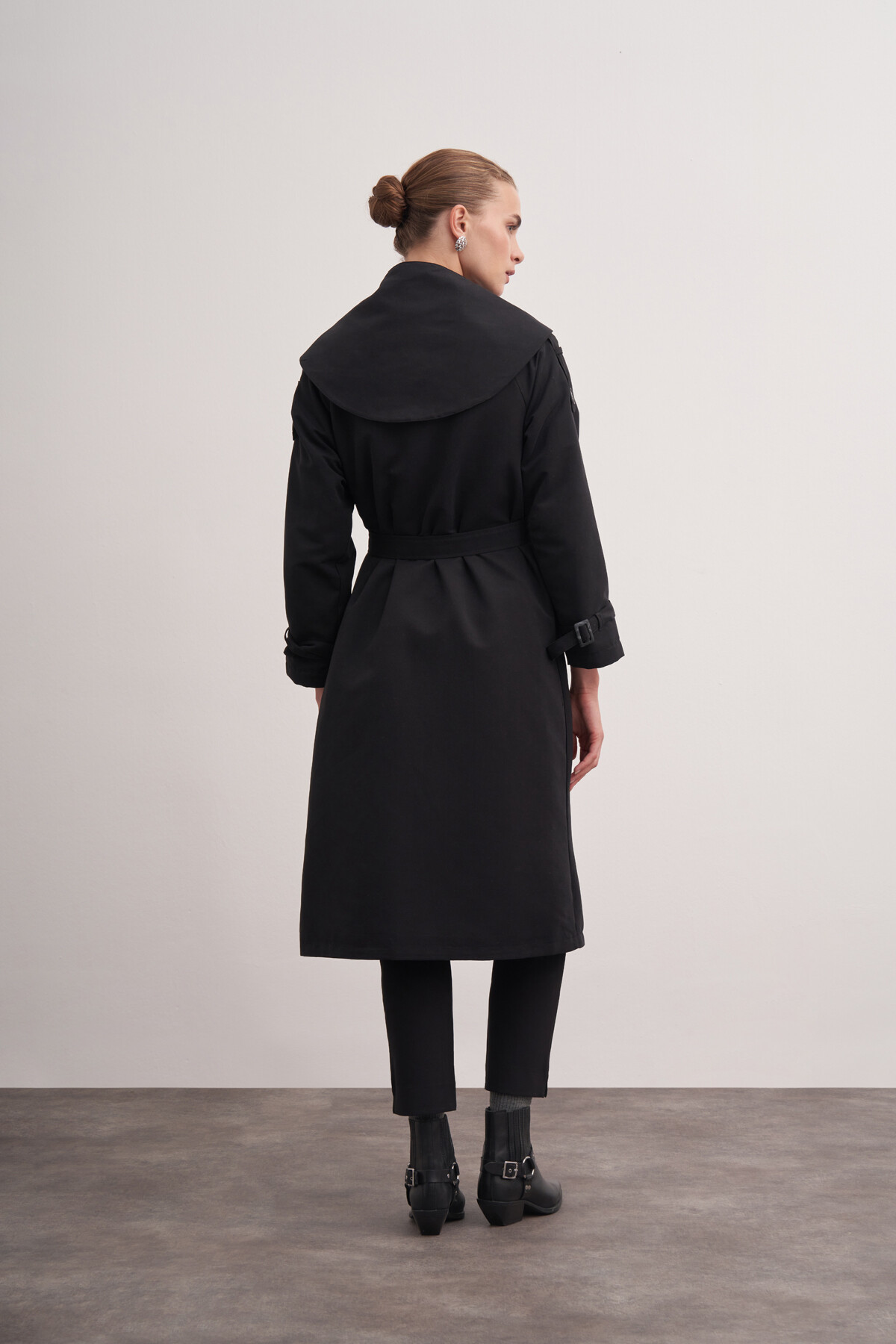 Double Breasted Trench Coat with Scarf