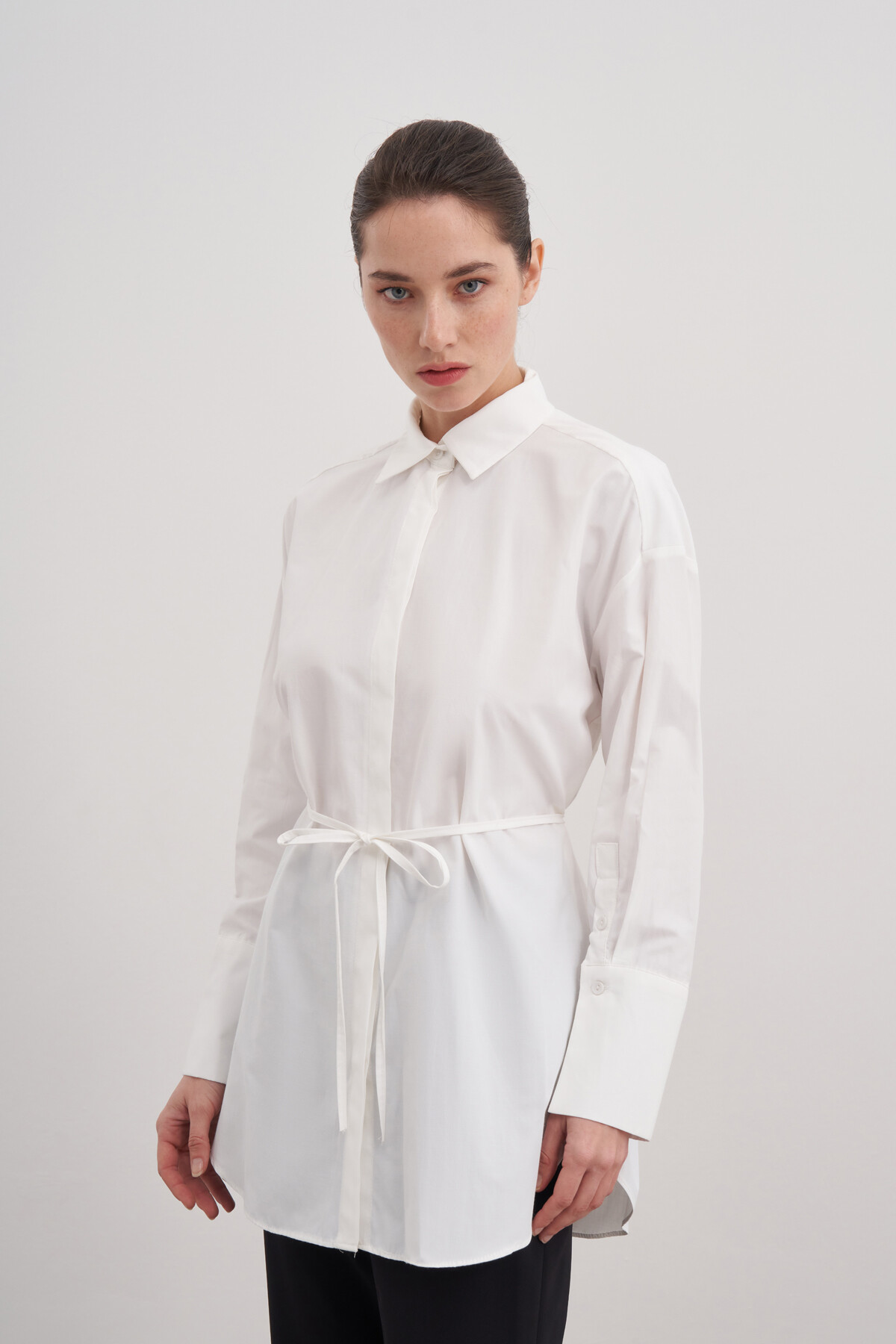 Poplin Shirt with Tie Detail