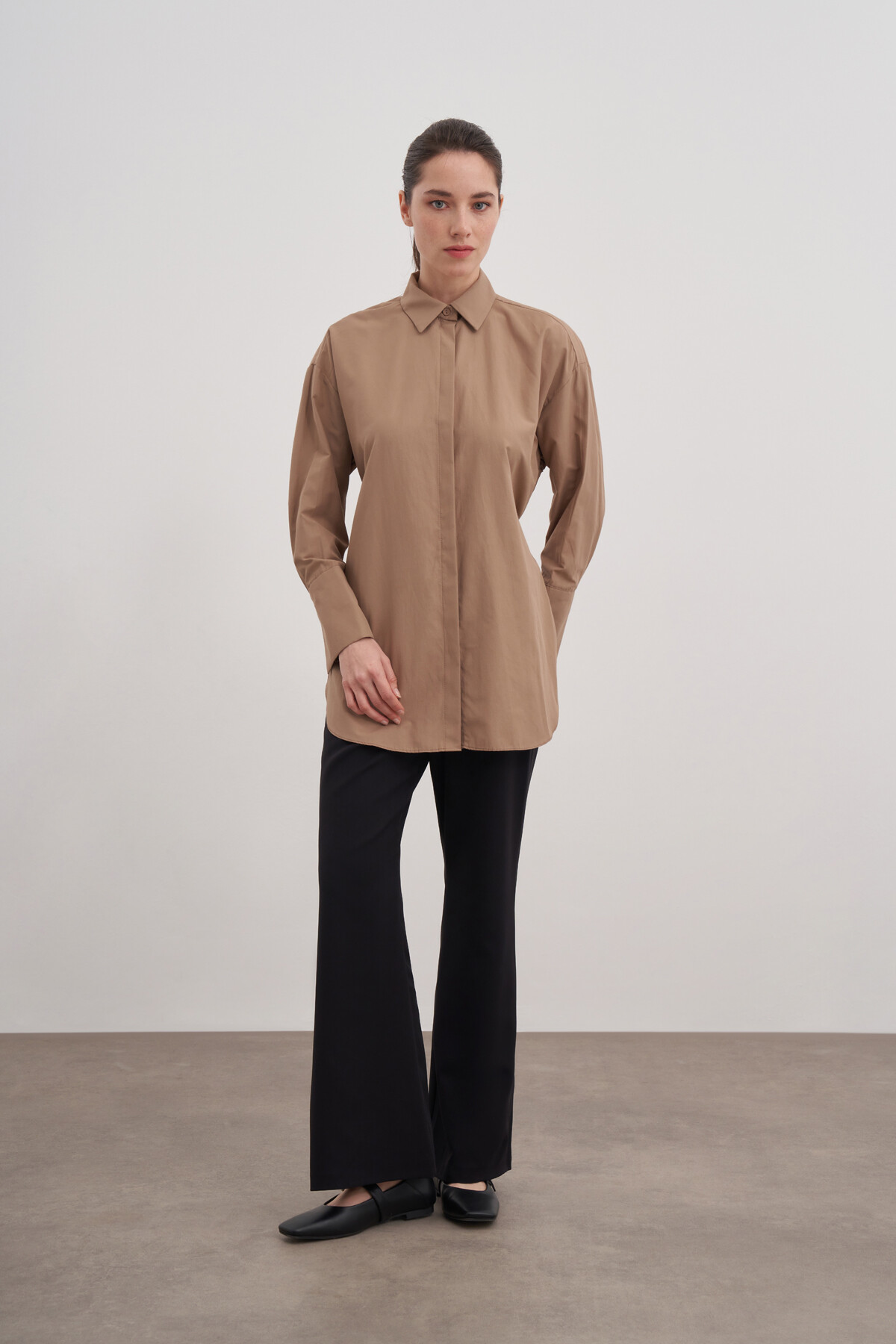 Poplin Shirt with Tie Detail