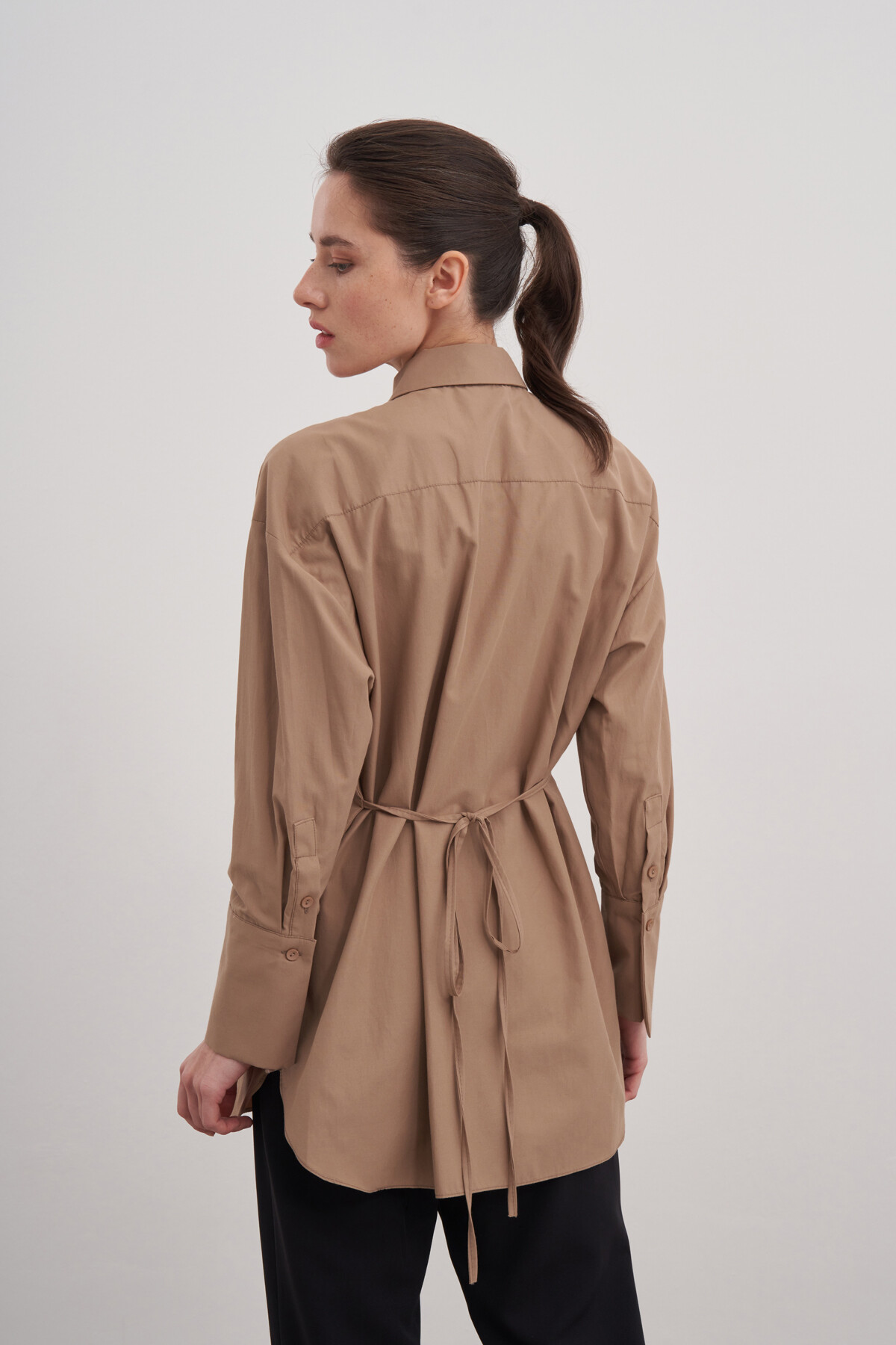 Poplin Shirt with Tie Detail