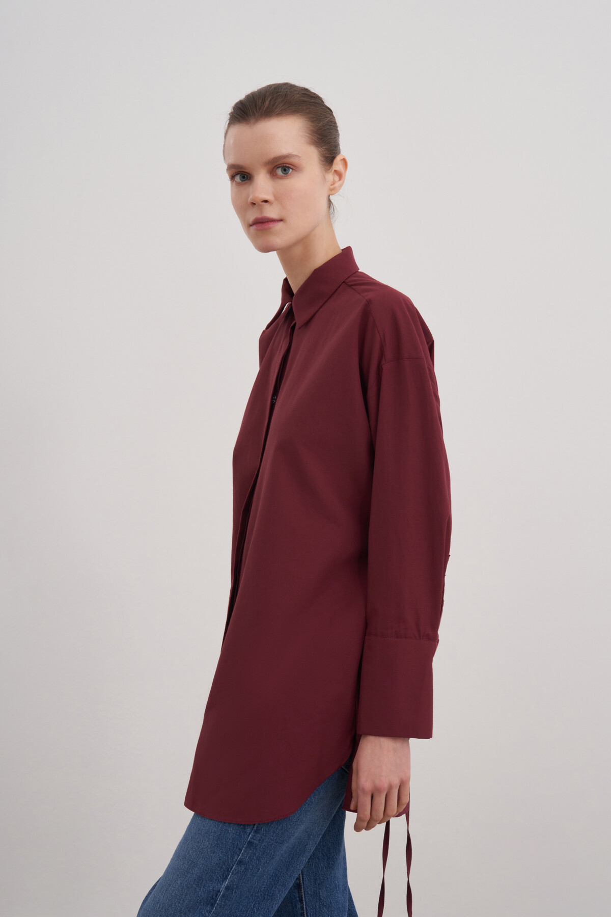 Poplin Shirt with Tie Detail