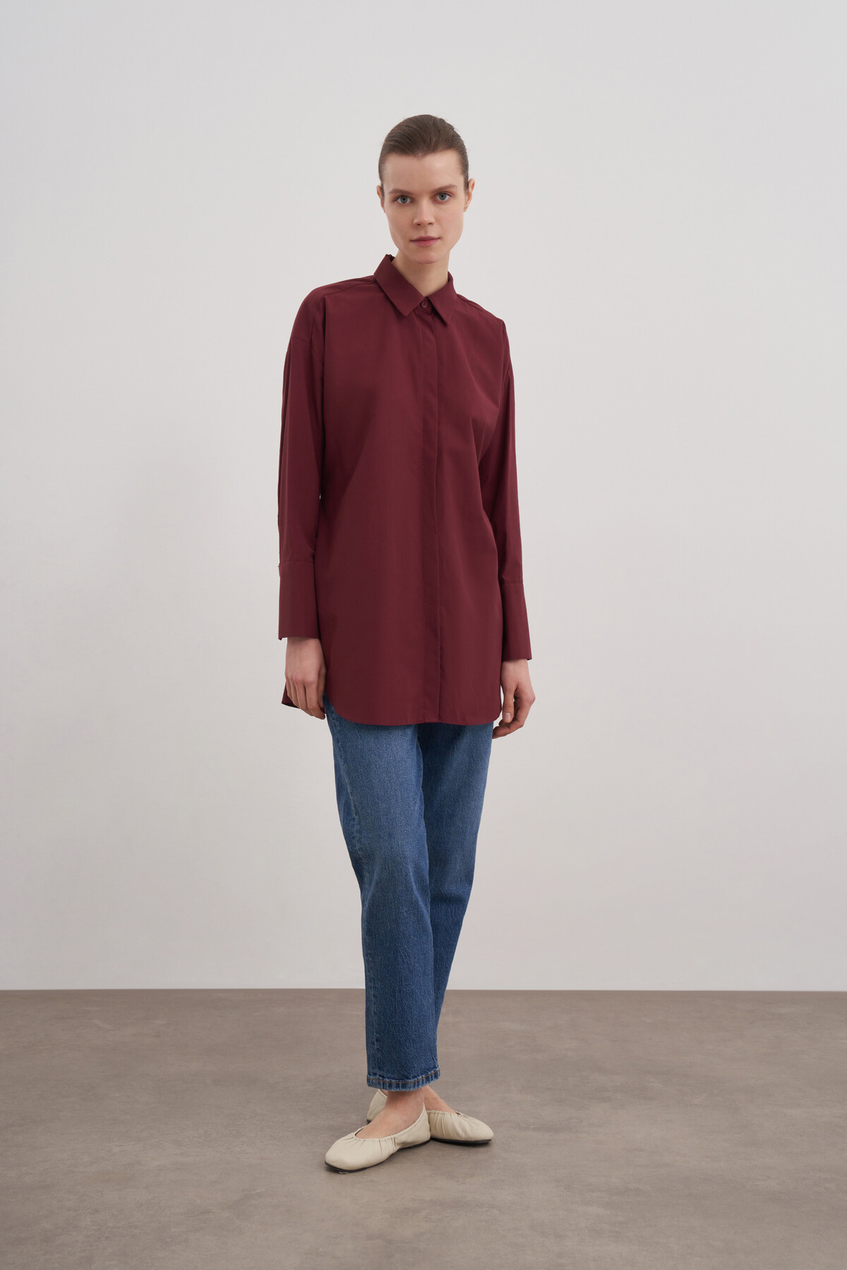 Poplin Shirt with Tie Detail