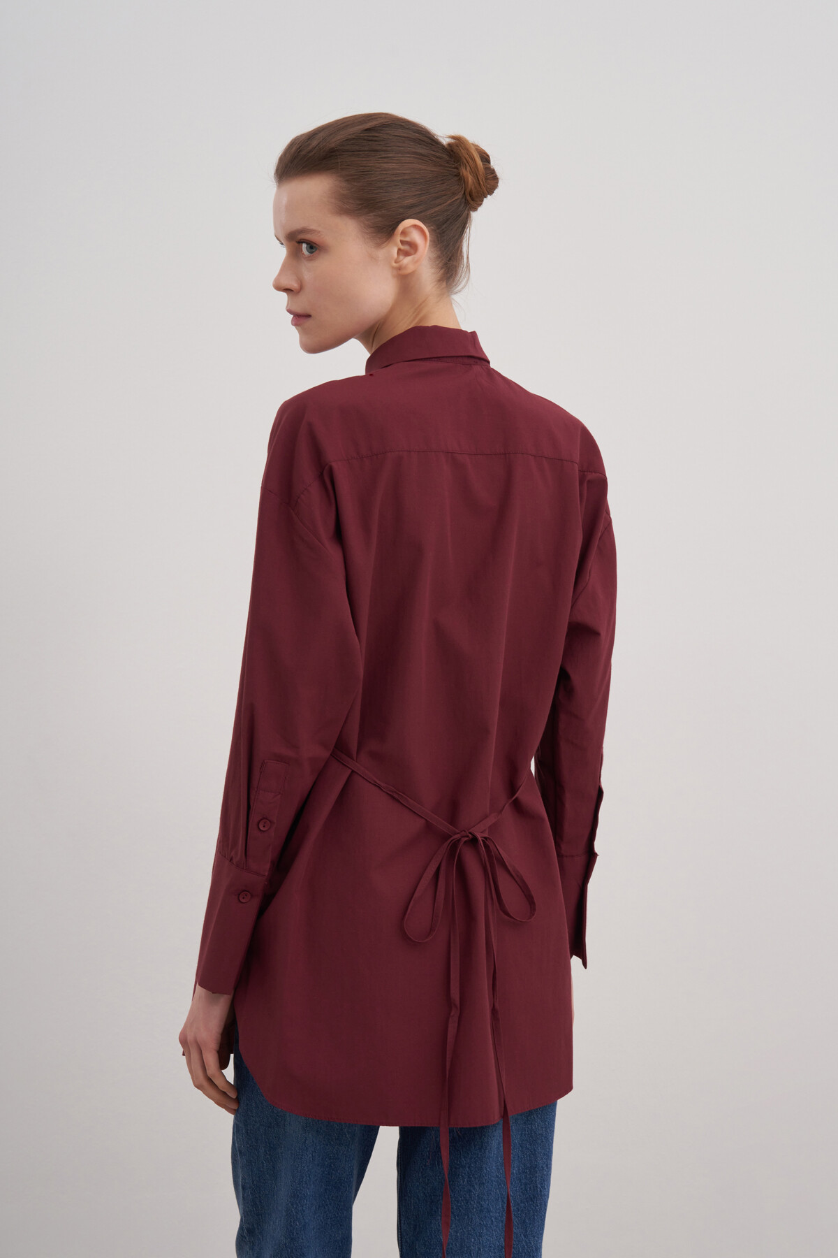 Poplin Shirt with Tie Detail