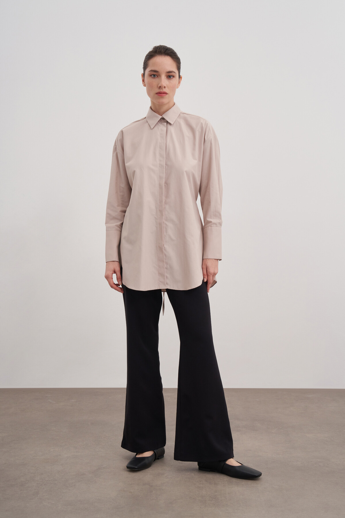 Poplin Shirt with Tie Detail