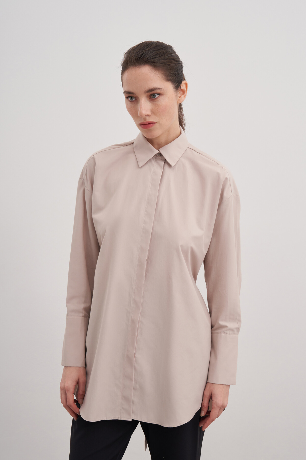 Poplin Shirt with Tie Detail