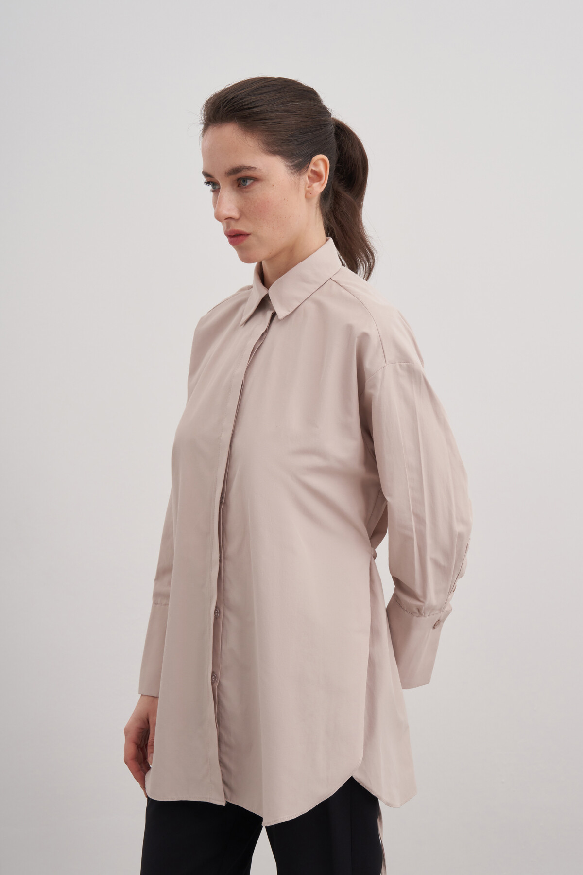 Poplin Shirt with Tie Detail