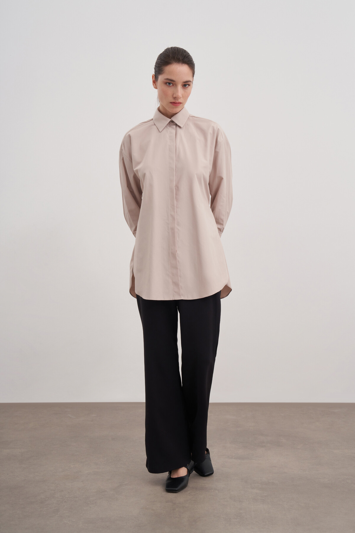 Poplin Shirt with Tie Detail