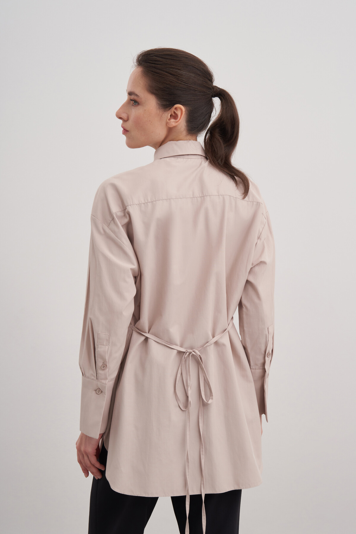 Poplin Shirt with Tie Detail