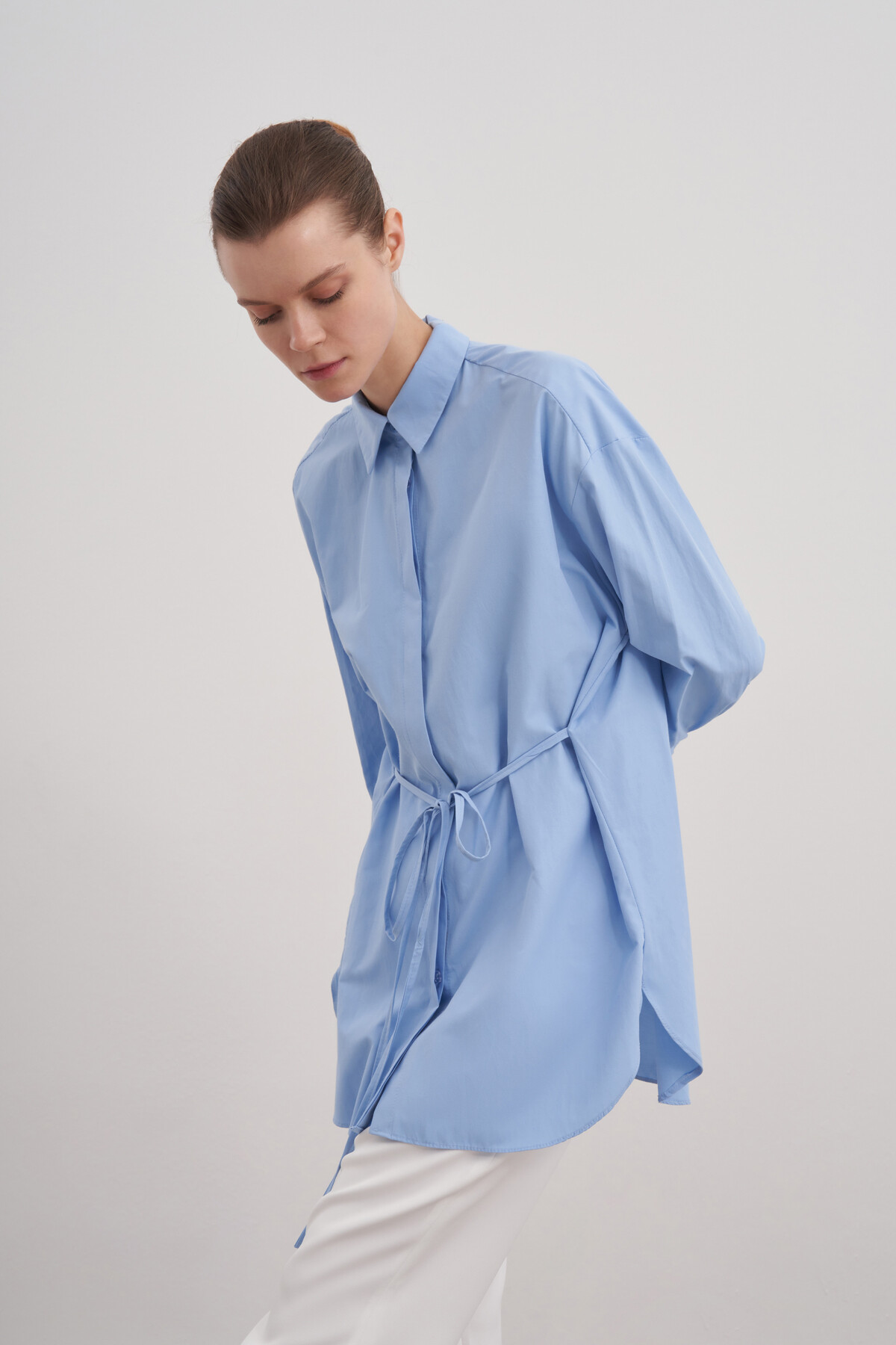 Poplin Shirt with Tie Detail