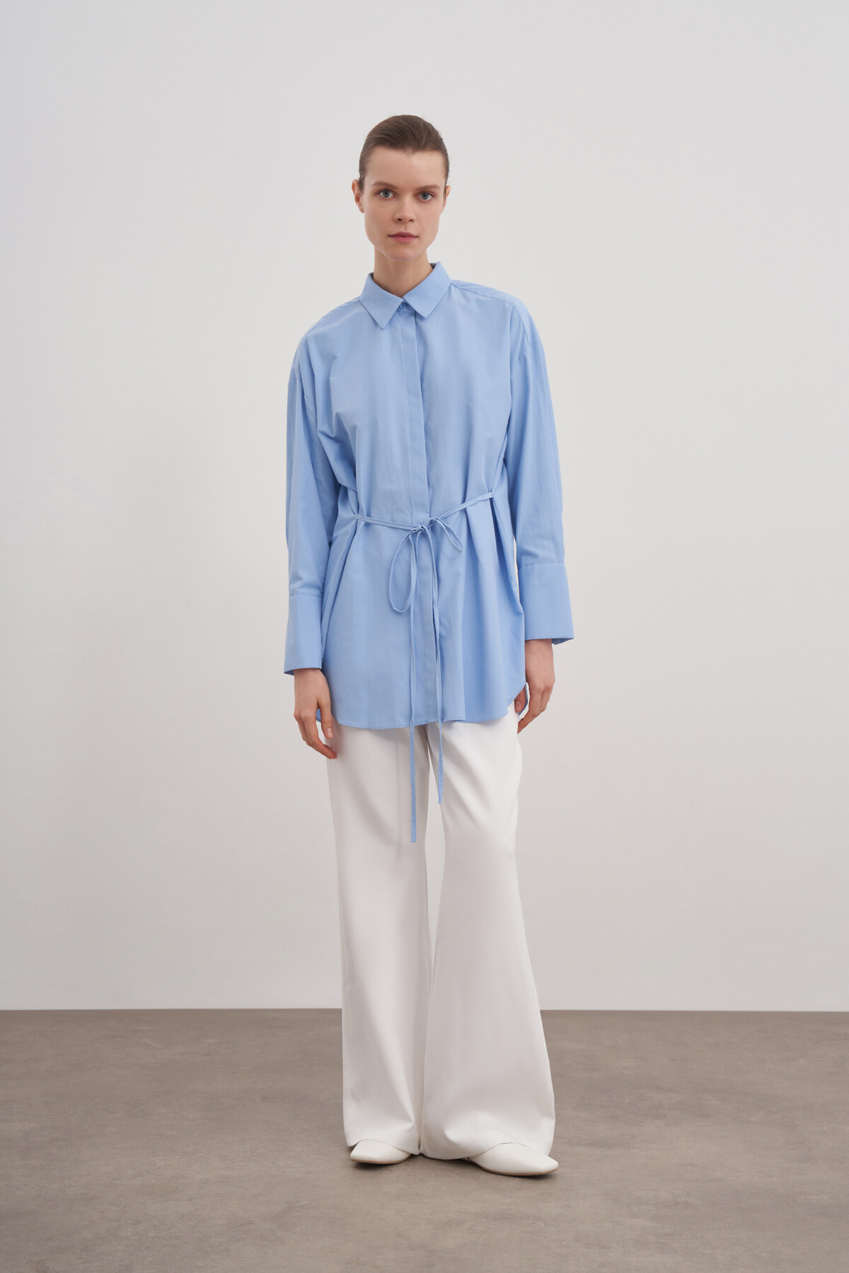 Poplin Shirt with Tie Detail