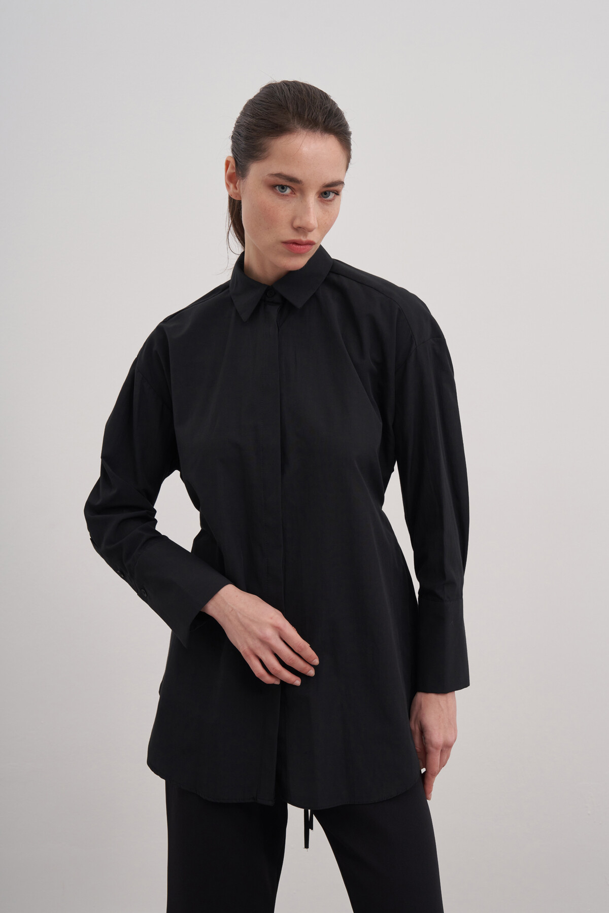 Poplin Shirt with Tie Detail