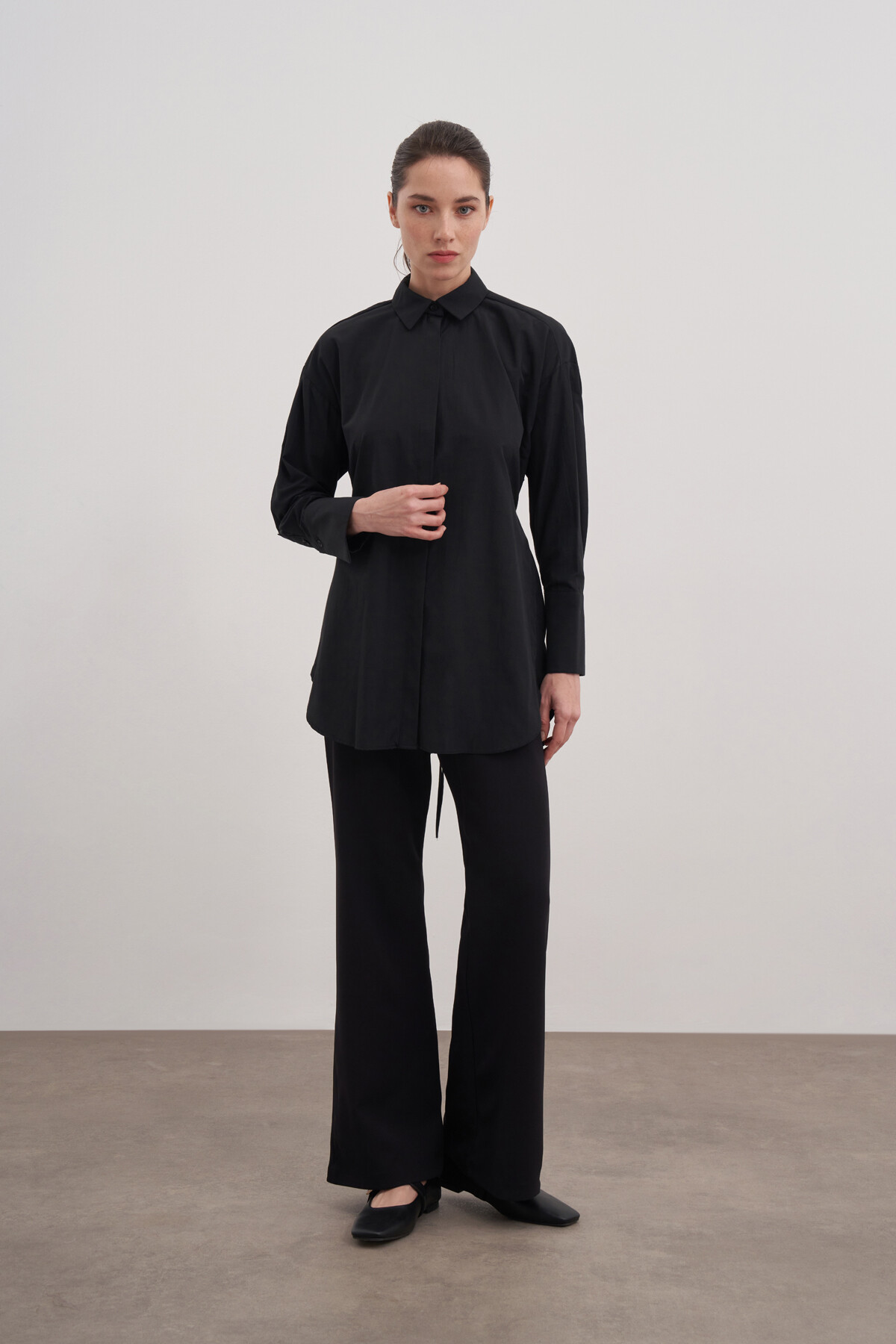 Poplin Shirt with Tie Detail