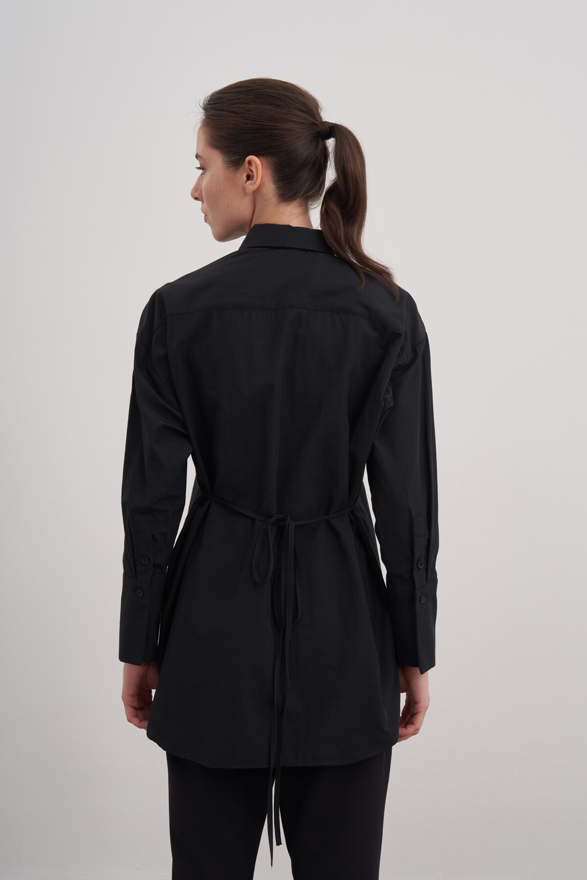 Poplin Shirt with Tie Detail