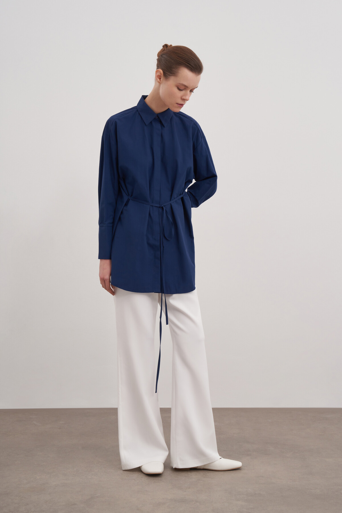 Poplin Shirt with Tie Detail