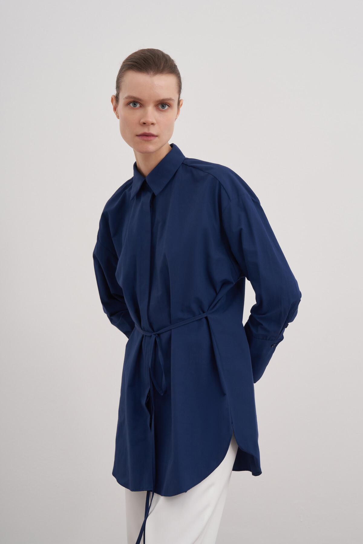 Poplin Shirt with Tie Detail