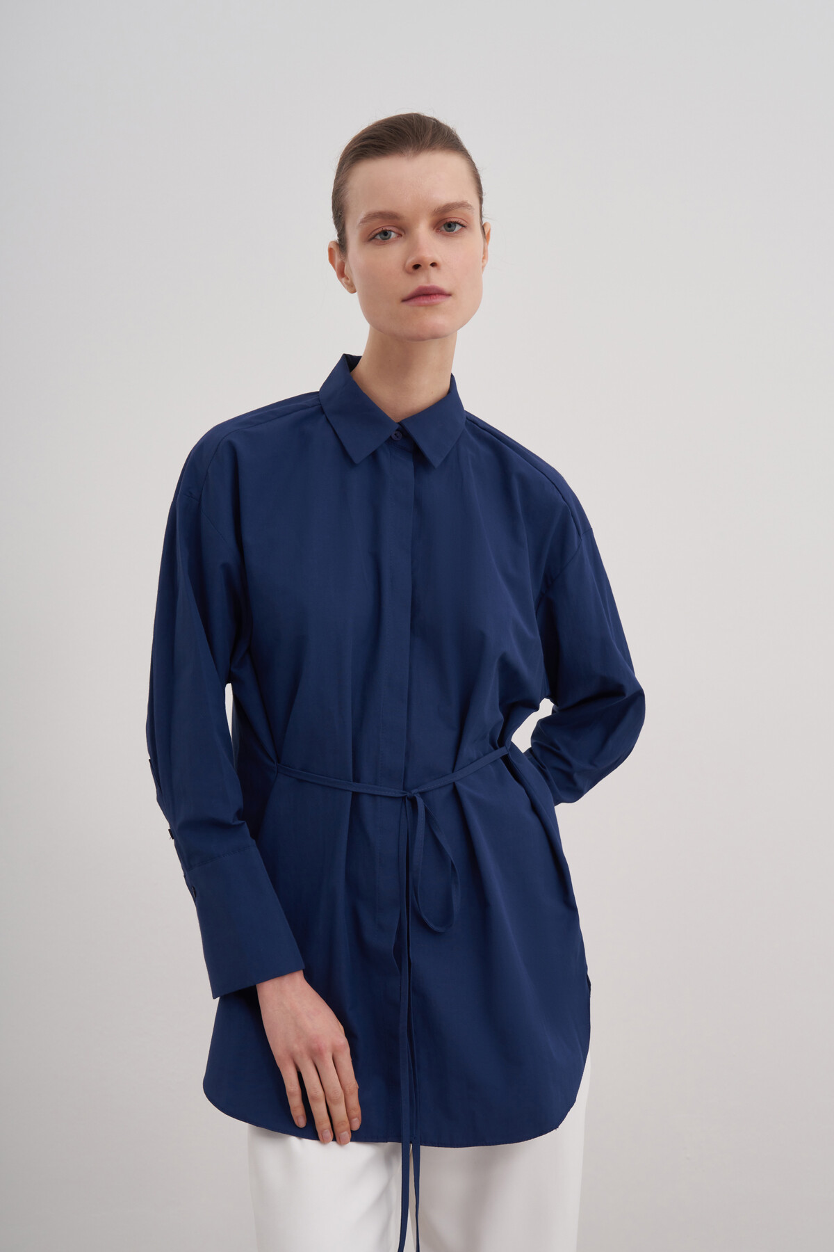 Poplin Shirt with Tie Detail