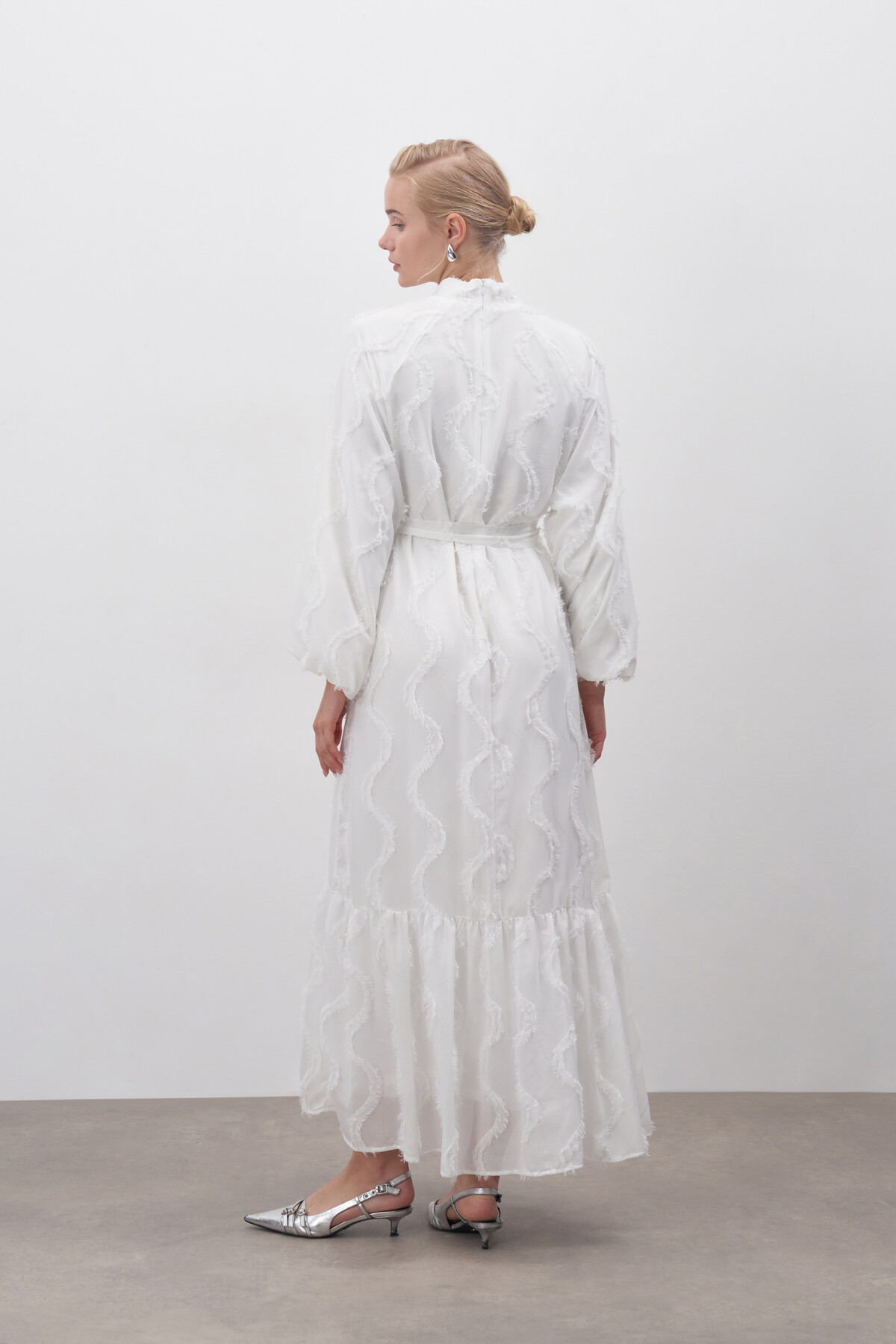 Guipure Detailed Chiffon Dress