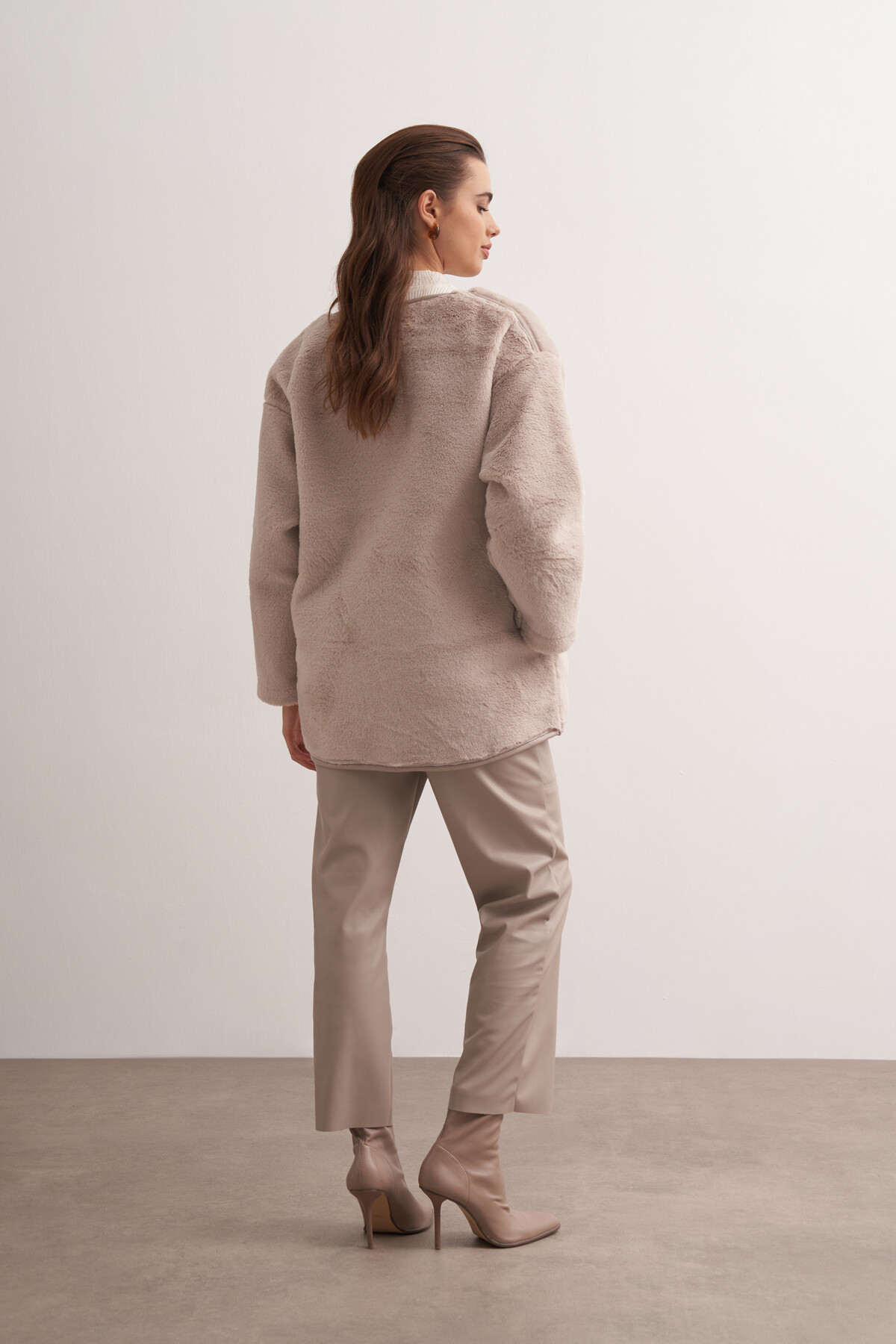 Plush Jacket with Leather Detail