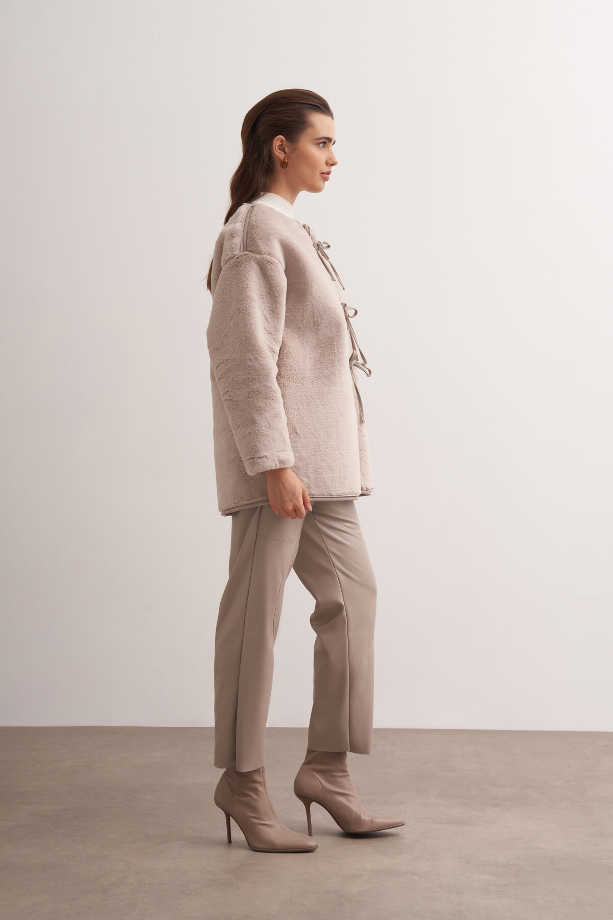 Plush Jacket with Leather Detail