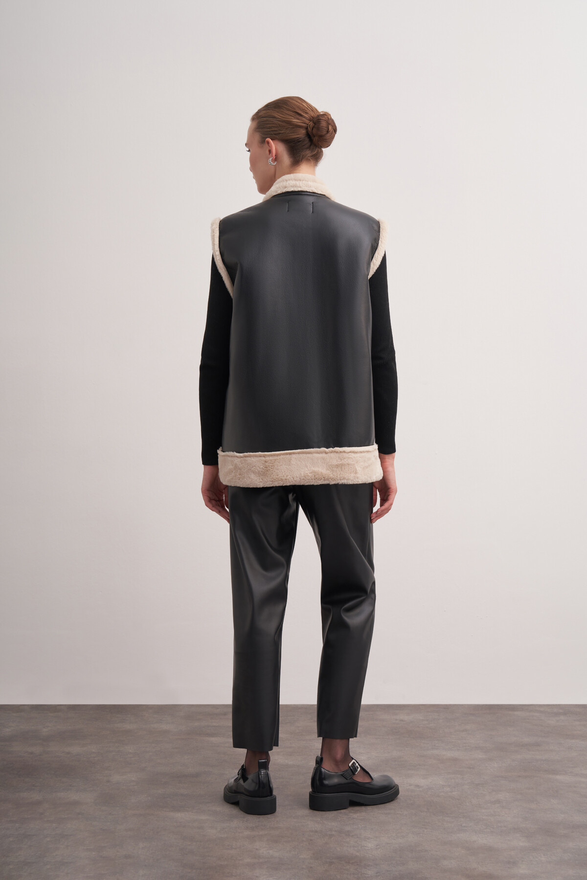 Plush Detailed Leather Vest