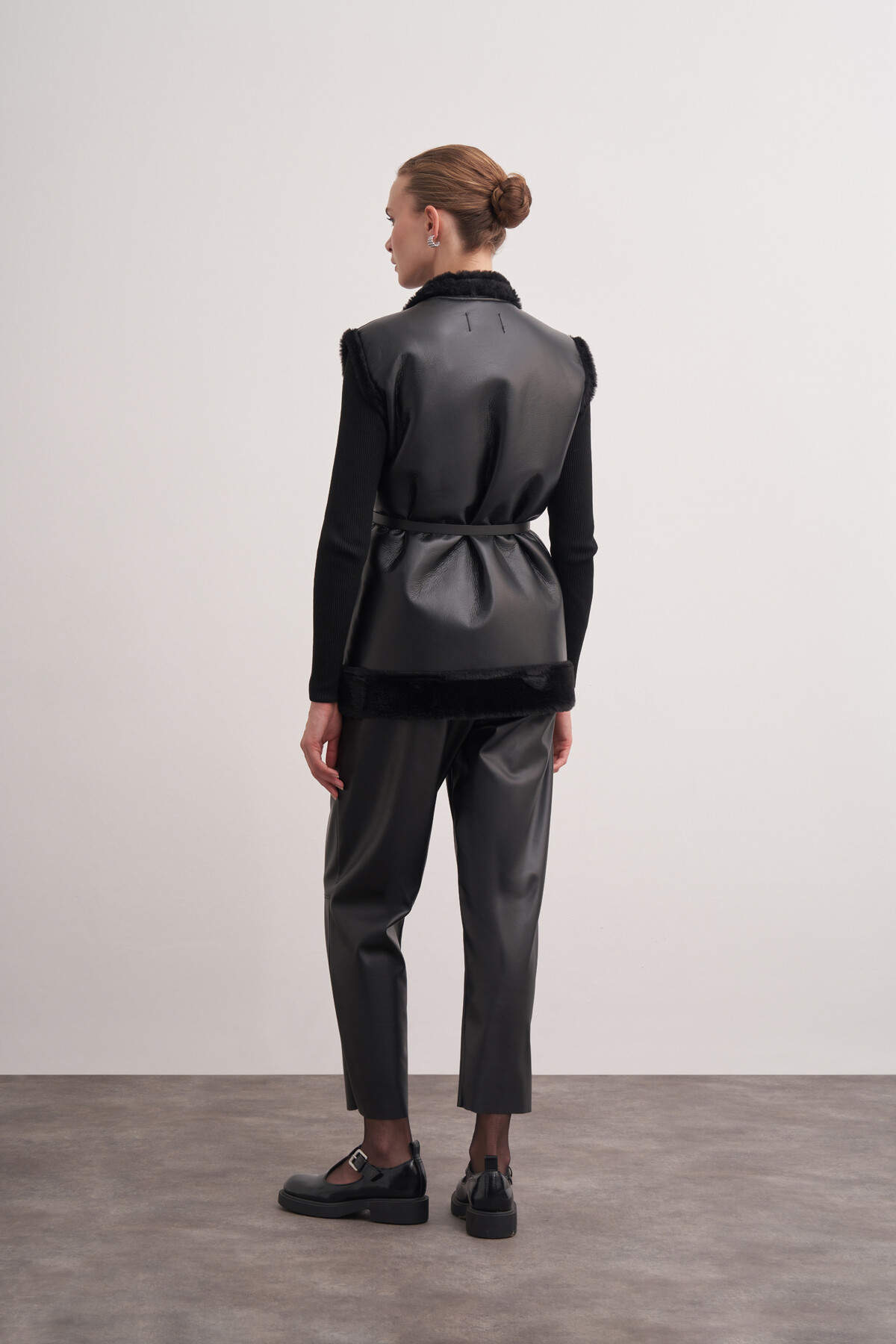 Plush Detailed Leather Vest