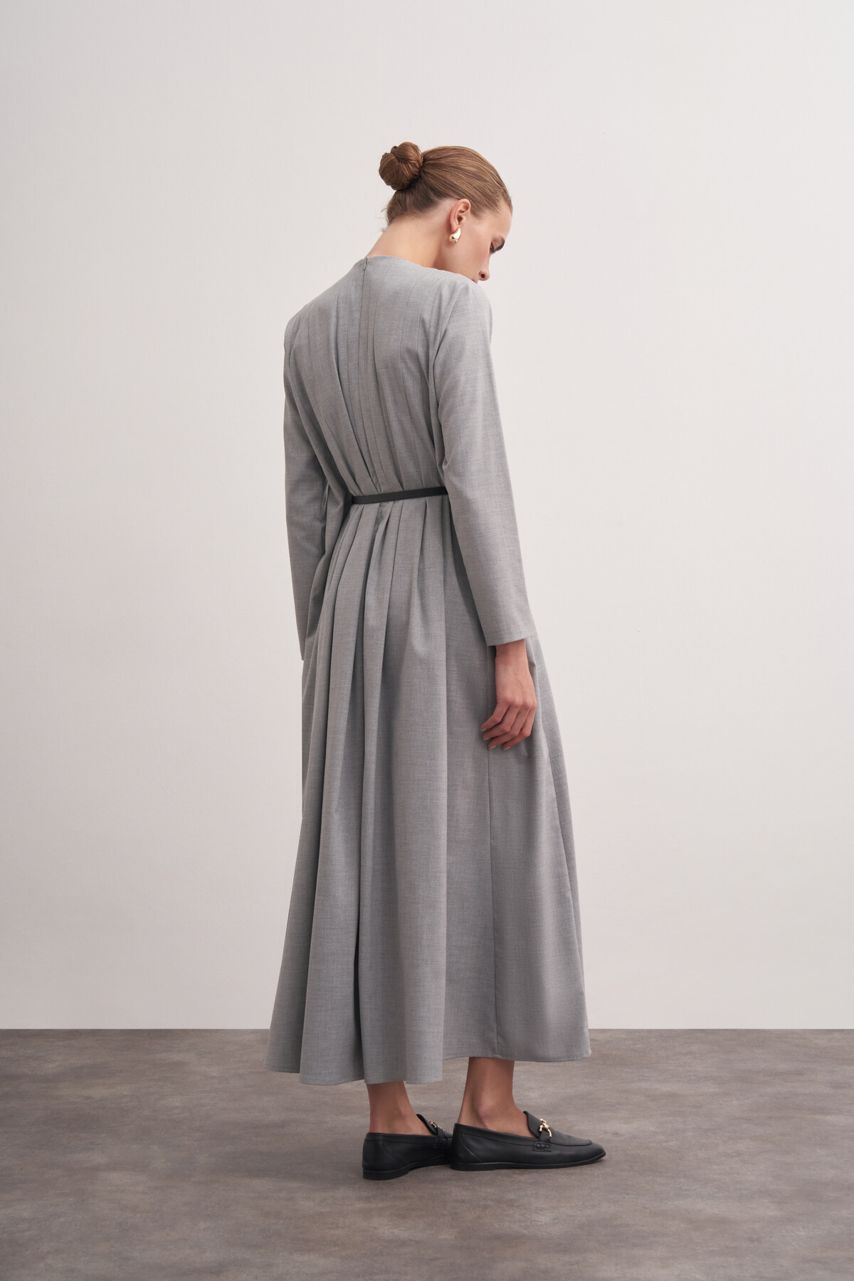 Pleat Detailed Belted Dress